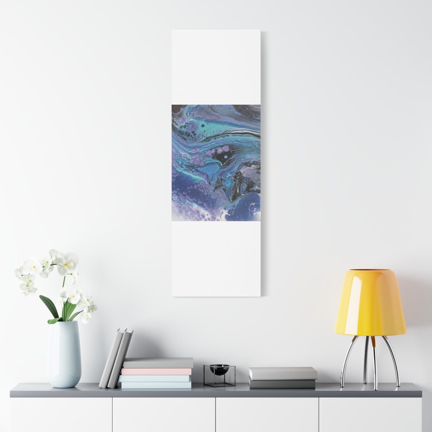 Abstract Ocean Wave Matte Canvas Print — Blue & Purple Fluid Art, Stretched 1.25"