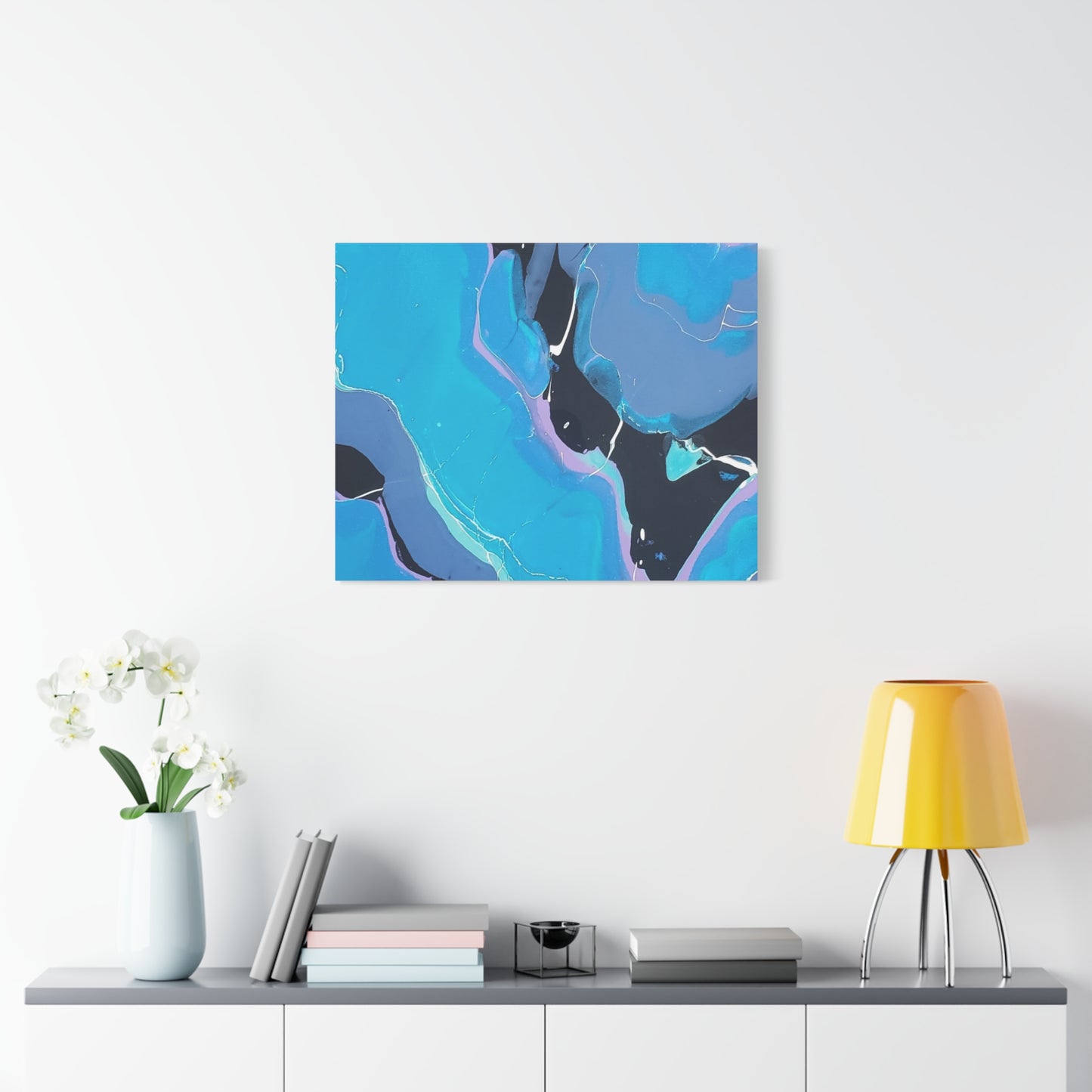 Abstract Blue Fluid Art Canvas Print — Matte Stretched Wall Art 1.25"