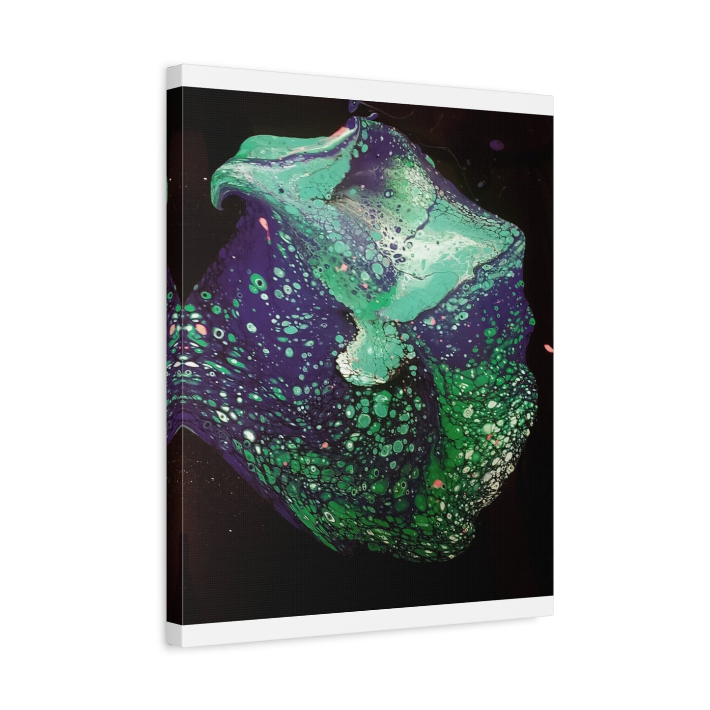 Abstract Green & Teal Fluid Art Canvas Print - Matte Stretched Wall Art
