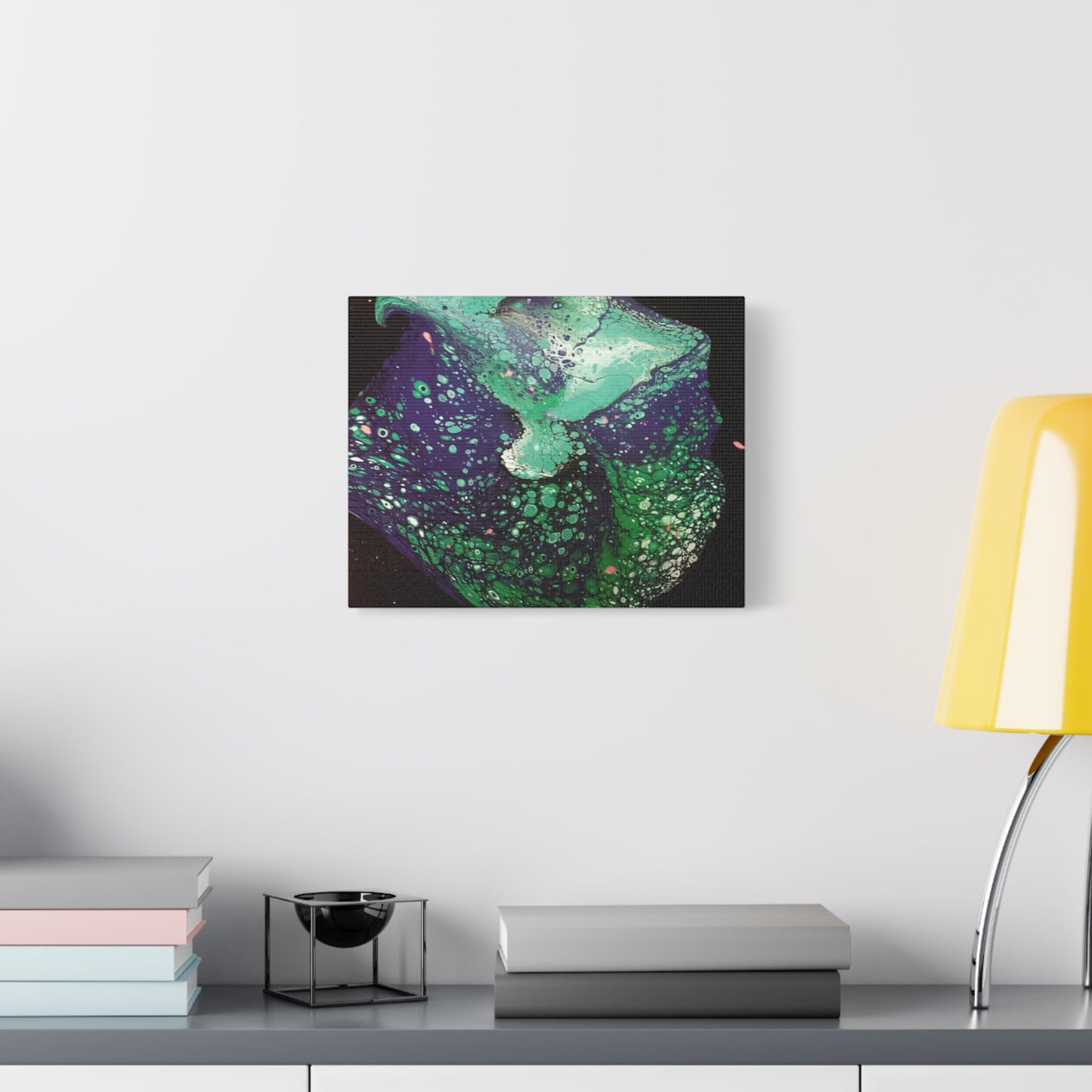 Abstract Green & Teal Fluid Art Canvas Print - Matte Stretched Wall Art