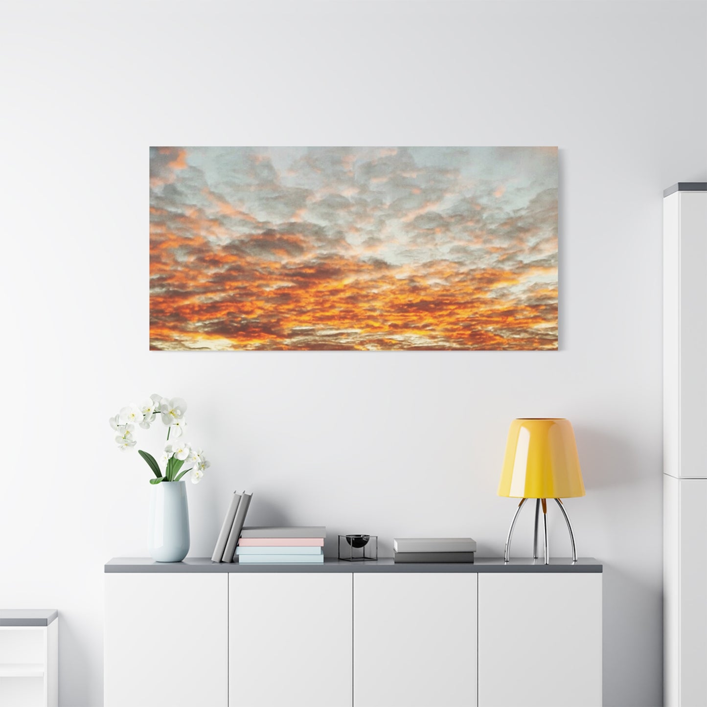 Sunset Sky Canvas Print — Orange Cloudscape Matte Stretched Wall Art