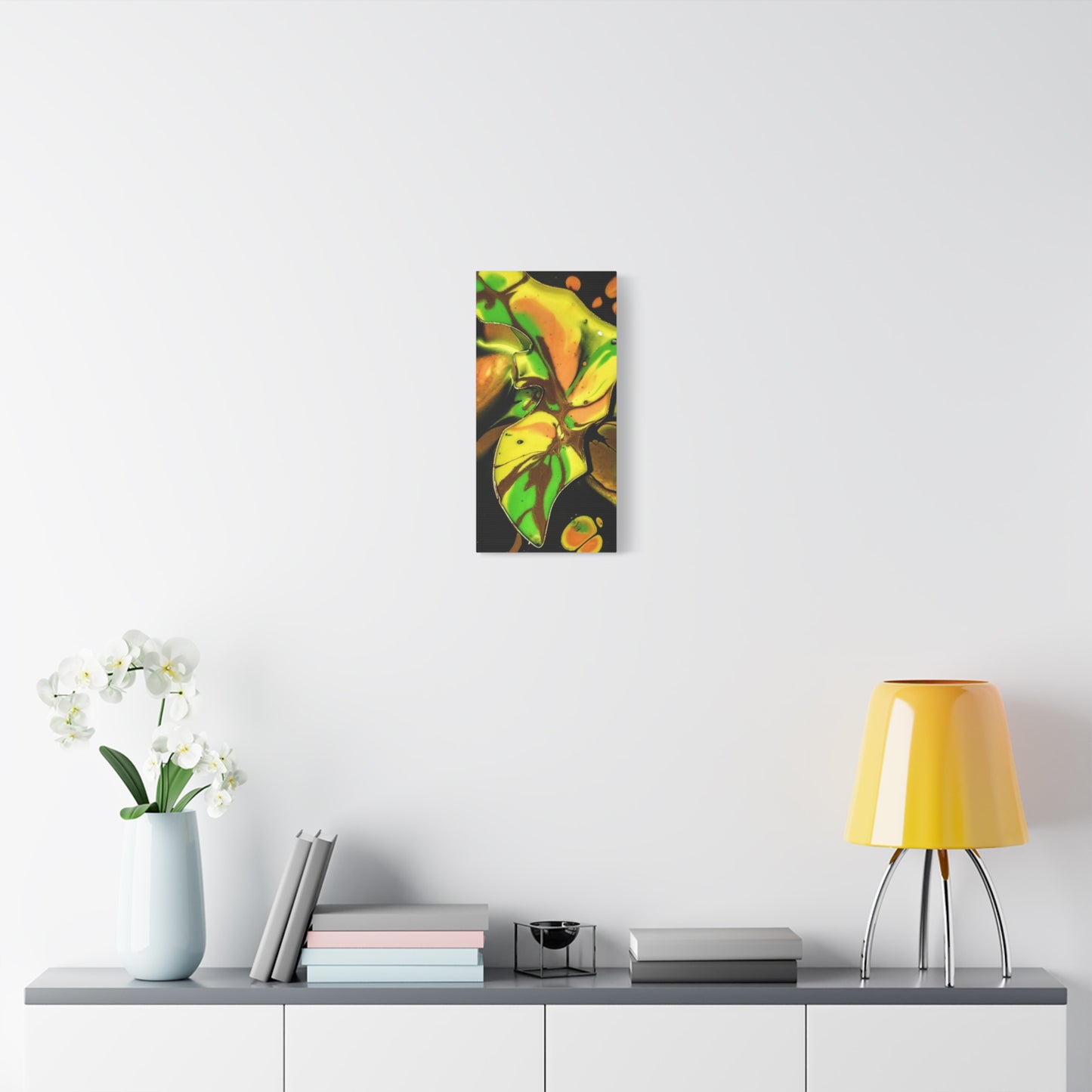 Abstract Green & Gold Fluid Art Matte Canvas Print (Stretched)