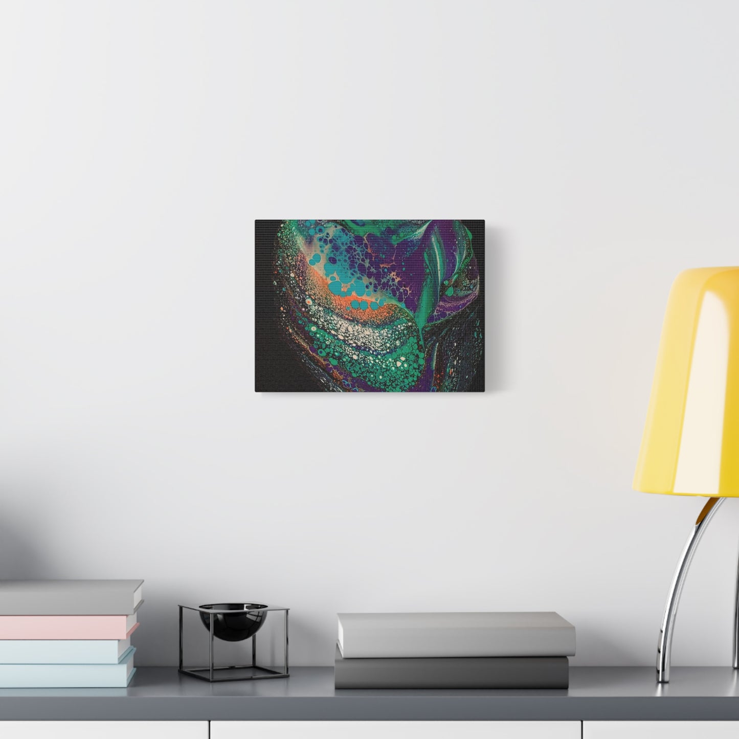 Abstract Fluid Art Canvas Print — Teal, Purple & Gold Swirl Matte Stretched Wall Art