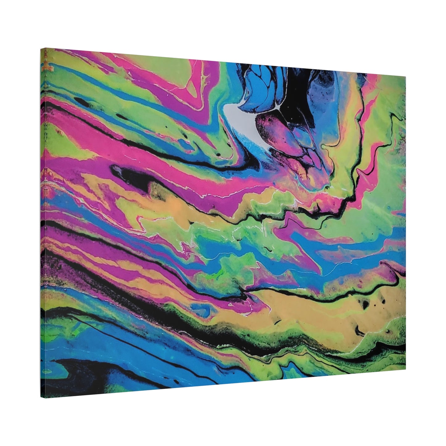 Abstract Neon Fluid Art Canvas Print — Vibrant Psychedelic Wall Decor