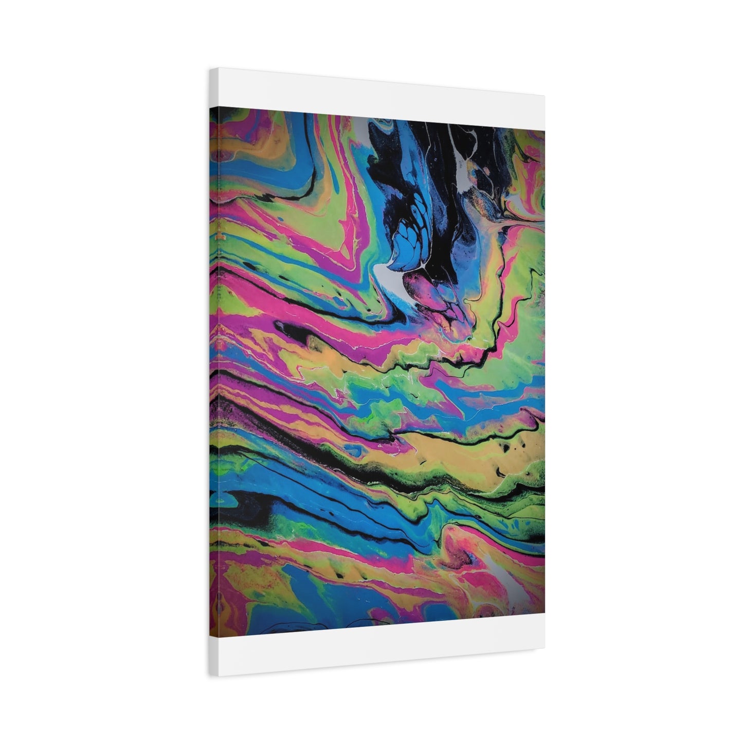 Abstract Neon Fluid Art Canvas Print — Vibrant Psychedelic Wall Decor