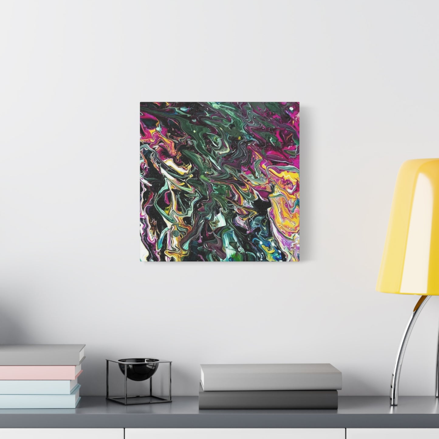 chaos in the garden - Abstract Fluid Art Matte Canvas Print - Colorful Swirl Wall Art