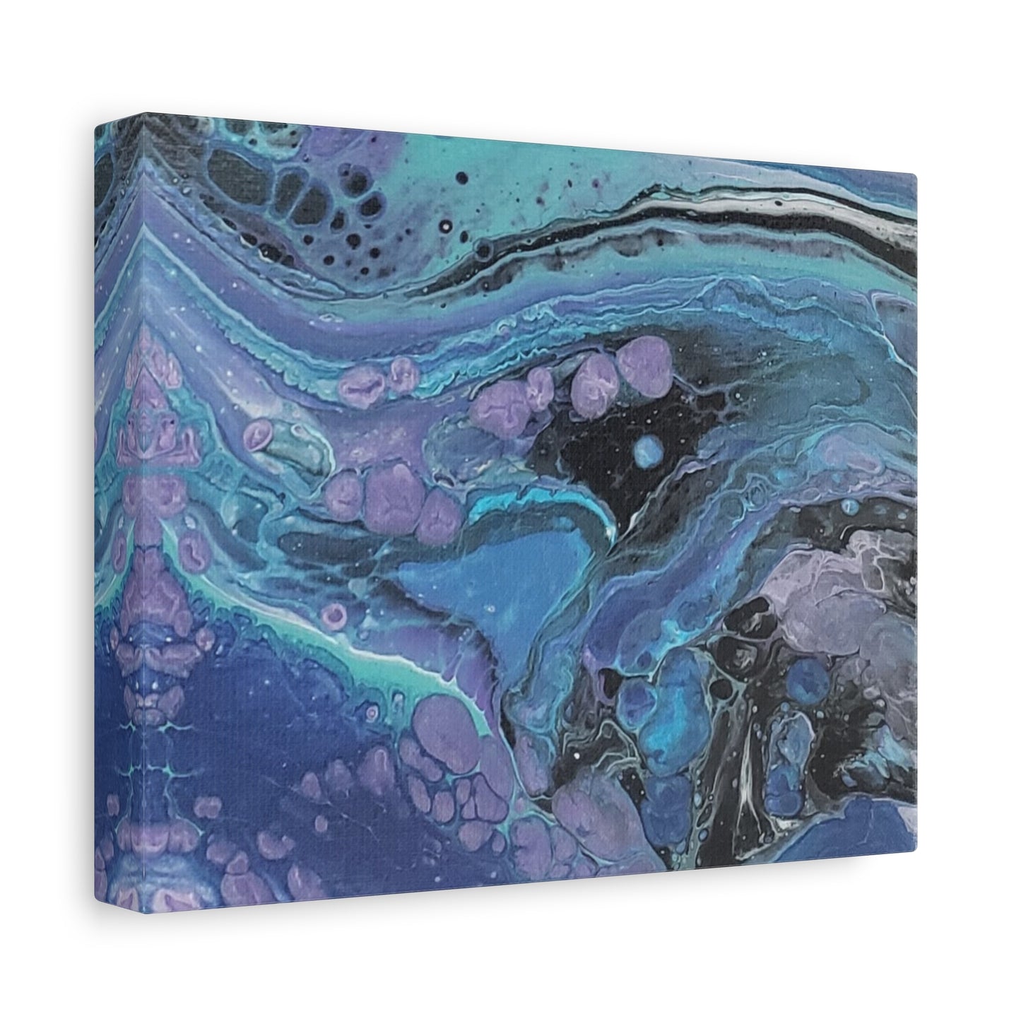 Abstract Ocean Wave Matte Canvas Print — Blue & Purple Fluid Art, Stretched 1.25"