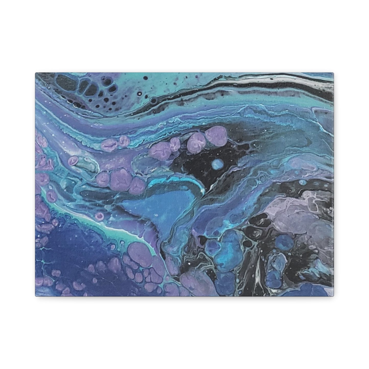 Abstract Ocean Wave Matte Canvas Print — Blue & Purple Fluid Art, Stretched 1.25"