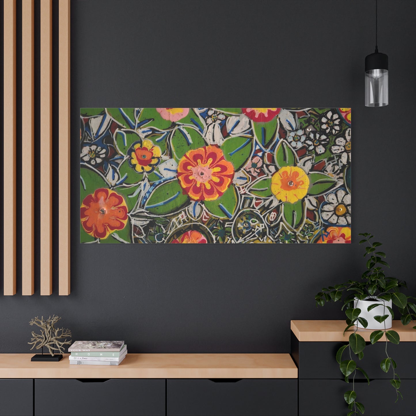 Urban_gardening-04 - Floral Pop Matte Stretched Canvas – Colorful Hand-Painted Garden Wall Art