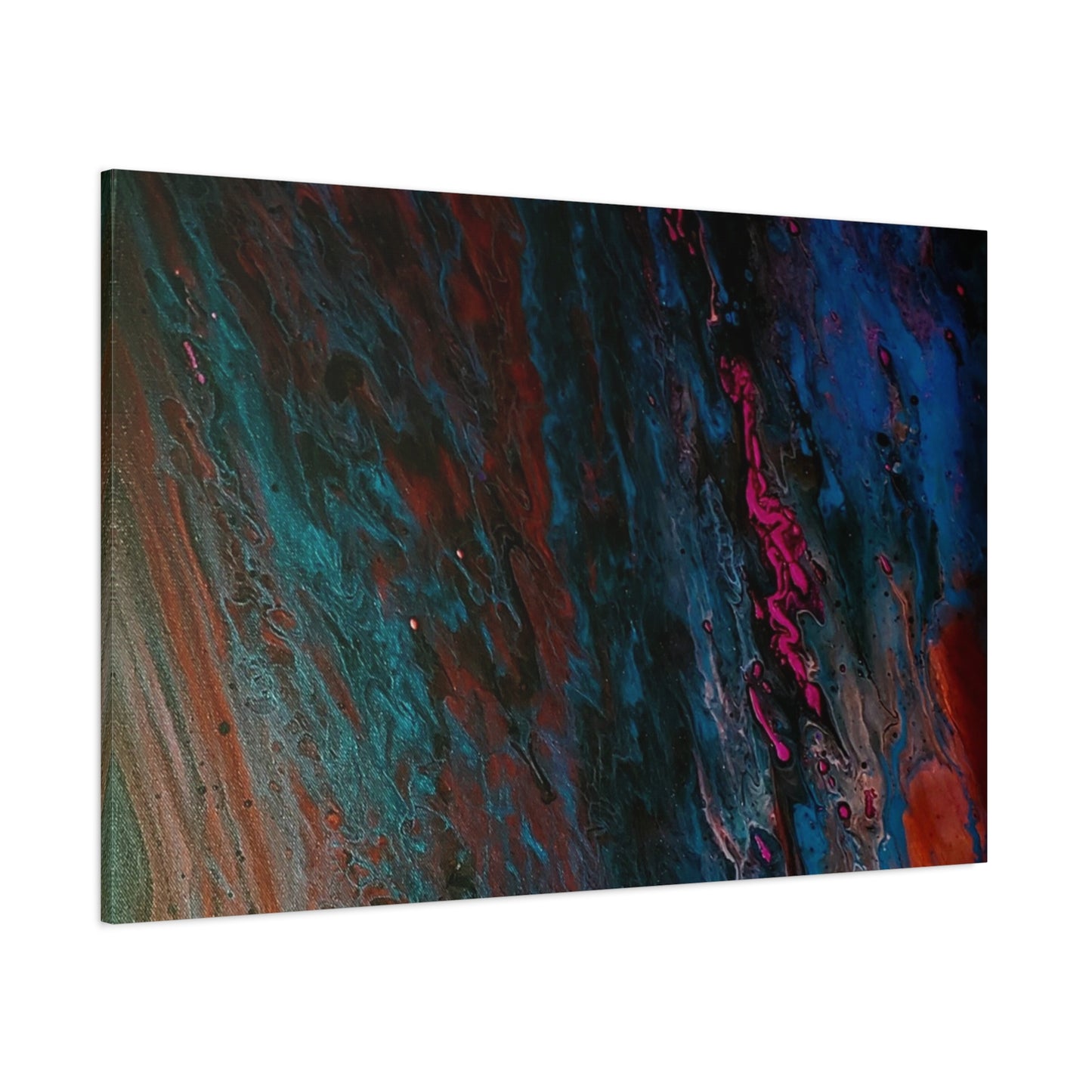 Abstract Fluid Art Canvas Wall Art - Jupiter pour — Vibrant Ocean Night Matte Stretched Canvas