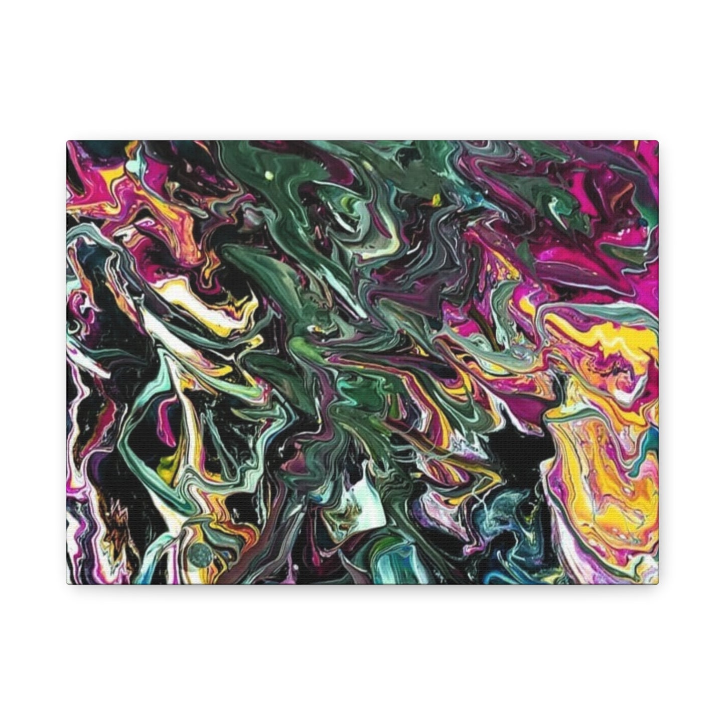 chaos in the garden - Abstract Fluid Art Matte Canvas Print - Colorful Swirl Wall Art