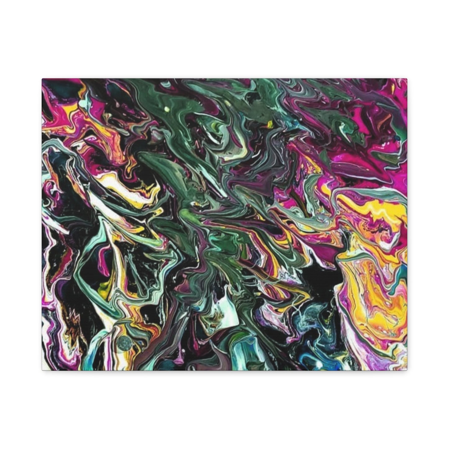 chaos in the garden - Abstract Fluid Art Matte Canvas Print - Colorful Swirl Wall Art
