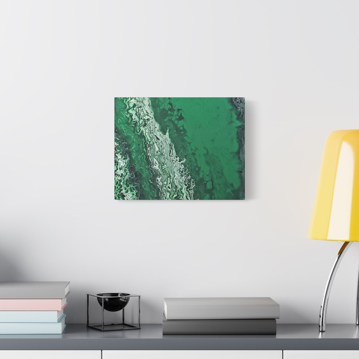 Emerald Wave Abstract Canvas Print — Matte Stretched Wall Art