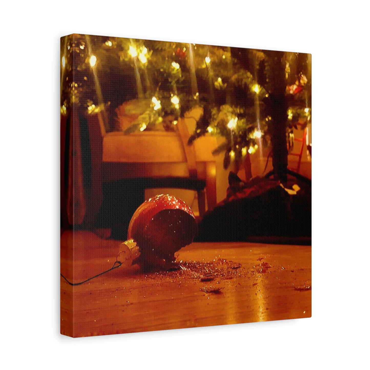 Christmas Tree Ornament Photo Canvas – Cozy Holiday Still Life Wall Art