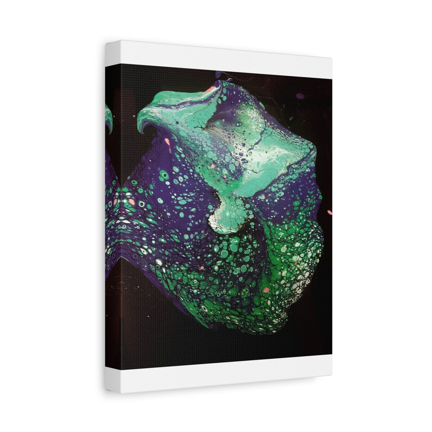 Abstract Green & Teal Fluid Art Canvas Print - Matte Stretched Wall Art
