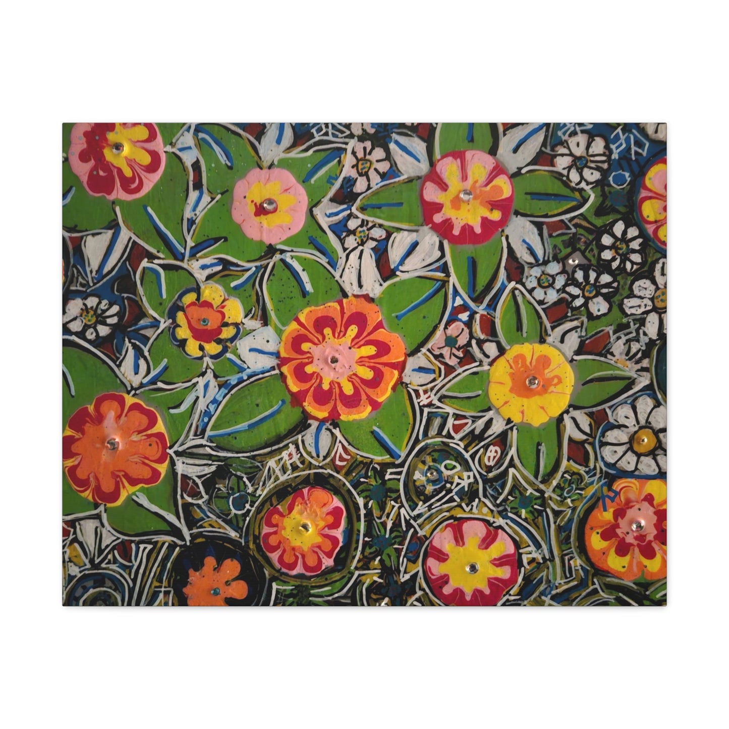 Urban_gardening-04 - Floral Pop Matte Stretched Canvas – Colorful Hand-Painted Garden Wall Art