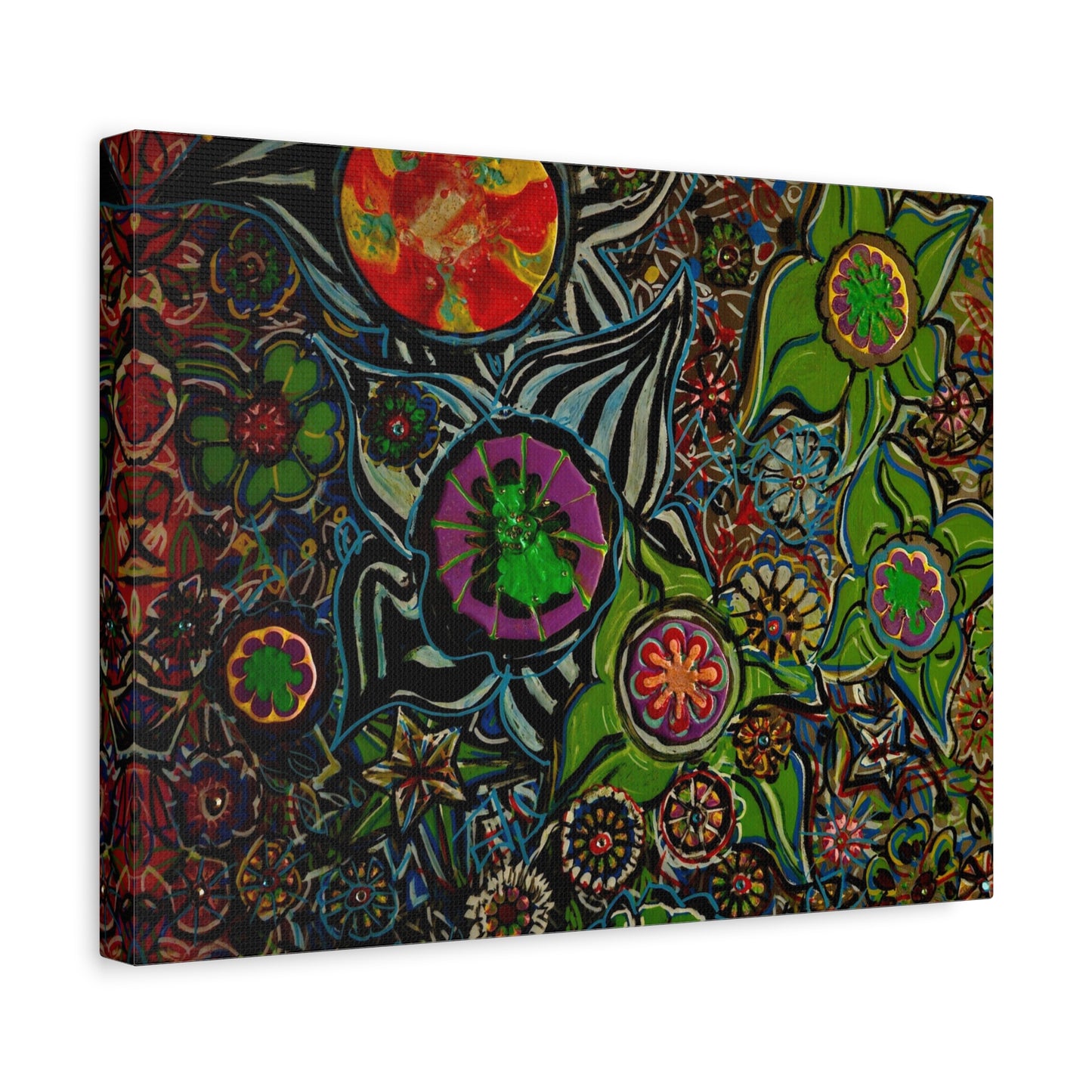 Urban_gardening-03 - Psychedelic Floral Canvas Print — Vibrant Abstract Garden Wall Art