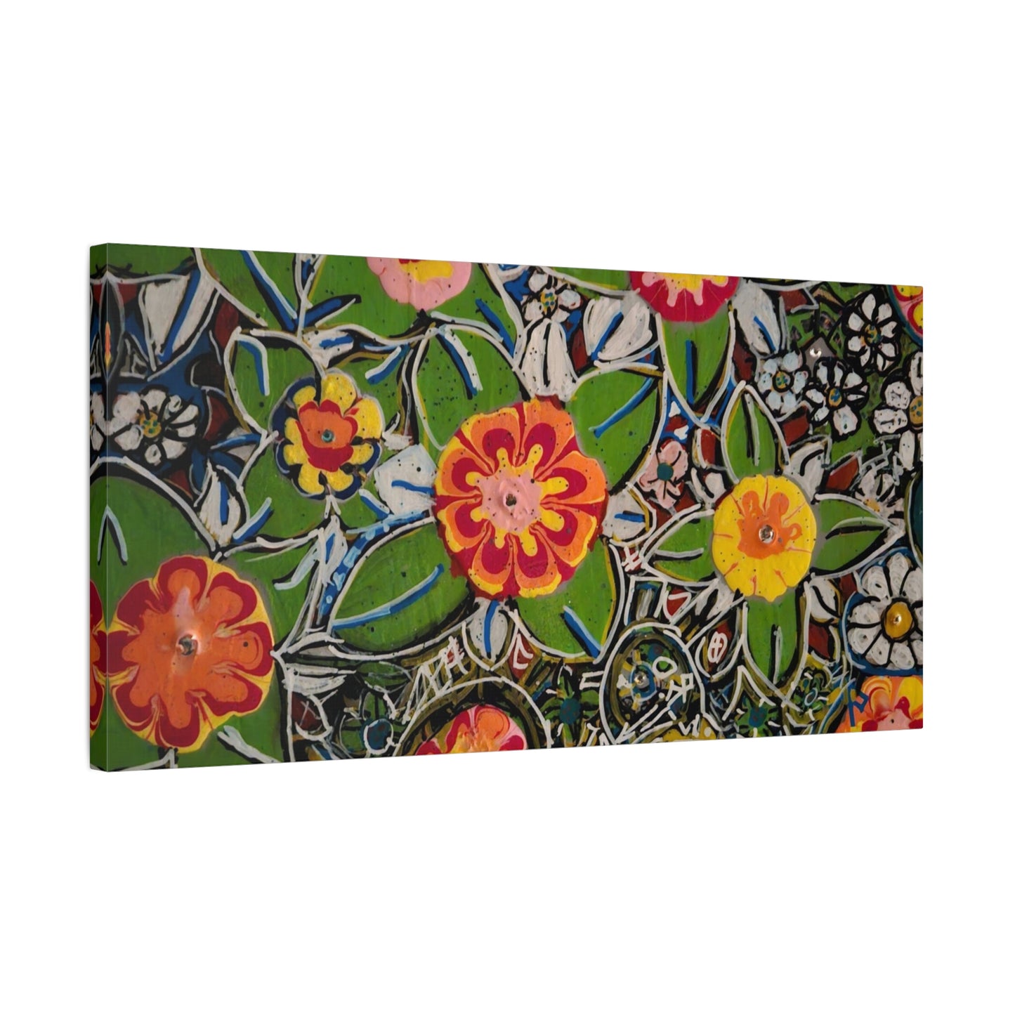 Urban_gardening-04 - Floral Pop Matte Stretched Canvas – Colorful Hand-Painted Garden Wall Art