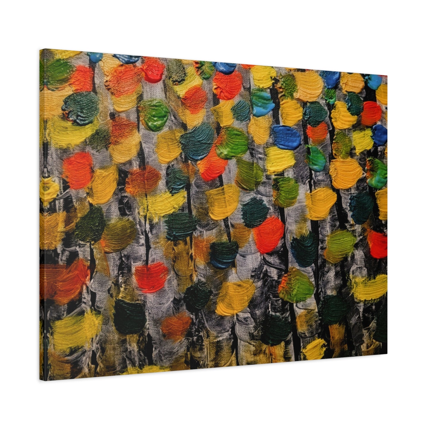 birch trees with color strokes - Abstract Color Bloom Matte Canvas Wall Art — Stretched 1.25"