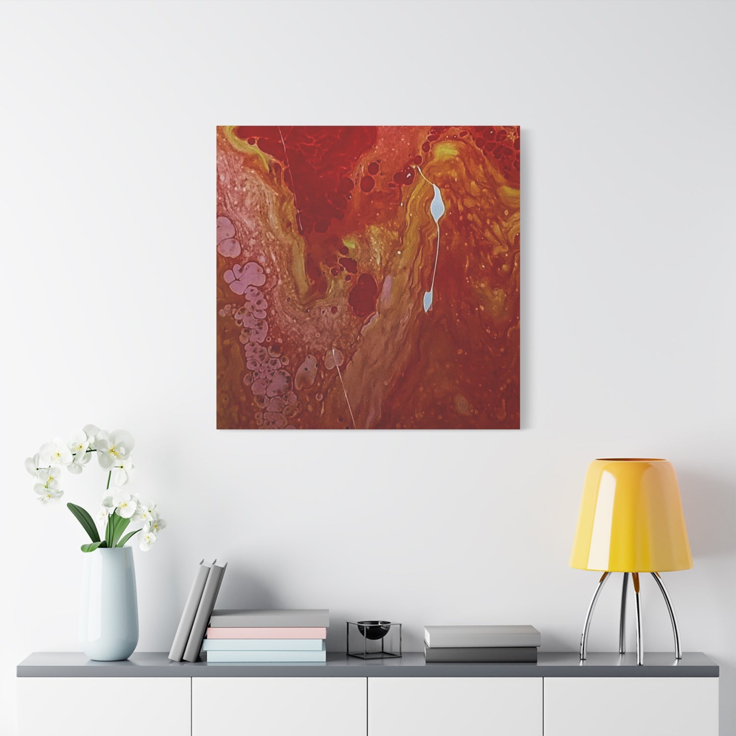 Abstract Red Fluid Art Canvas Print — Matte Stretched Wall Art