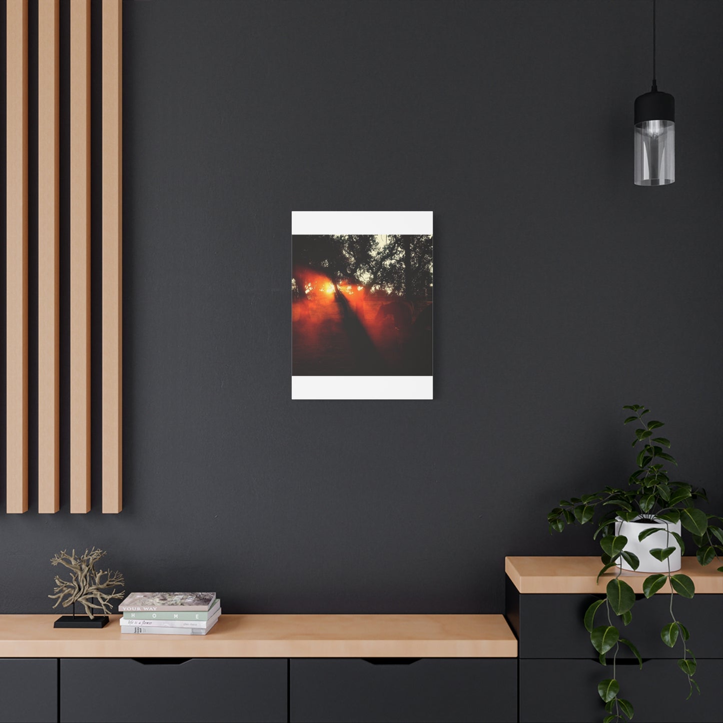 Sunset Forest Matte Canvas Wall Art — Dramatic Orange Light Photography