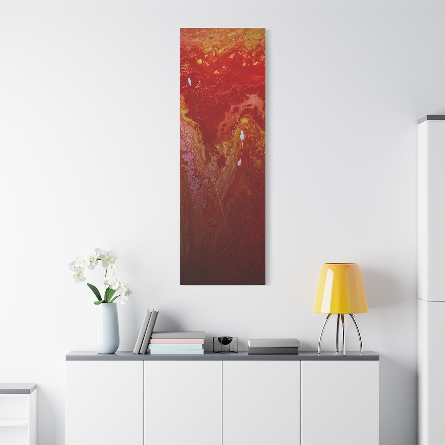 Abstract Red Fluid Art Canvas Print — Matte Stretched Wall Art