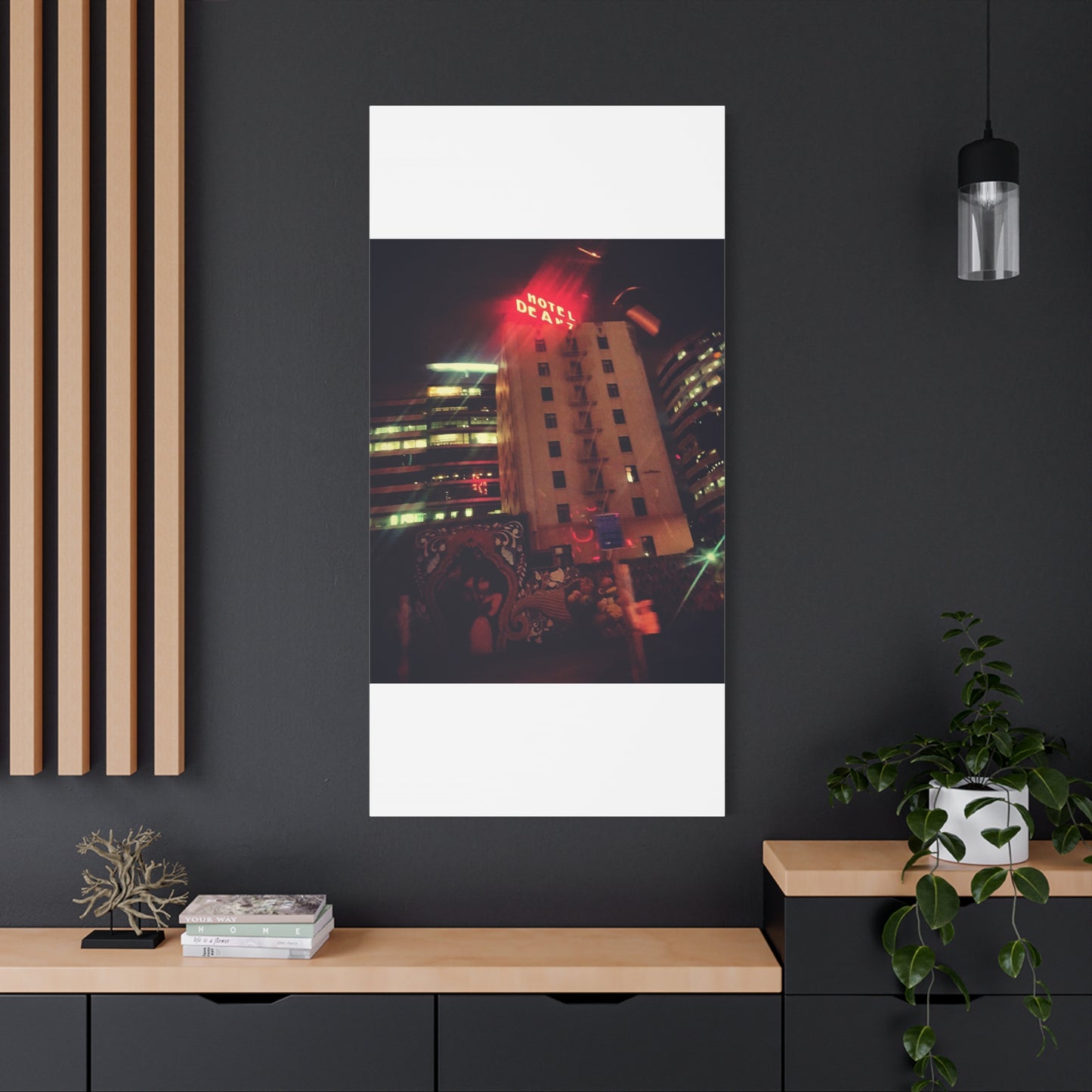 Hotel DeAnza - City Nightscape Canvas Print — Urban Street Art Building Matte Stretched 1.25"