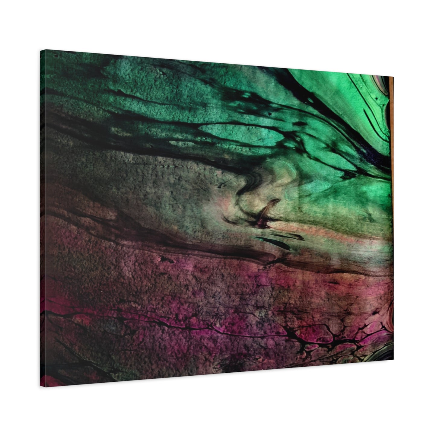 flame tempered pour - Abstract Teal & Magenta Canvas Wall Art — Matte Stretched 1.25"