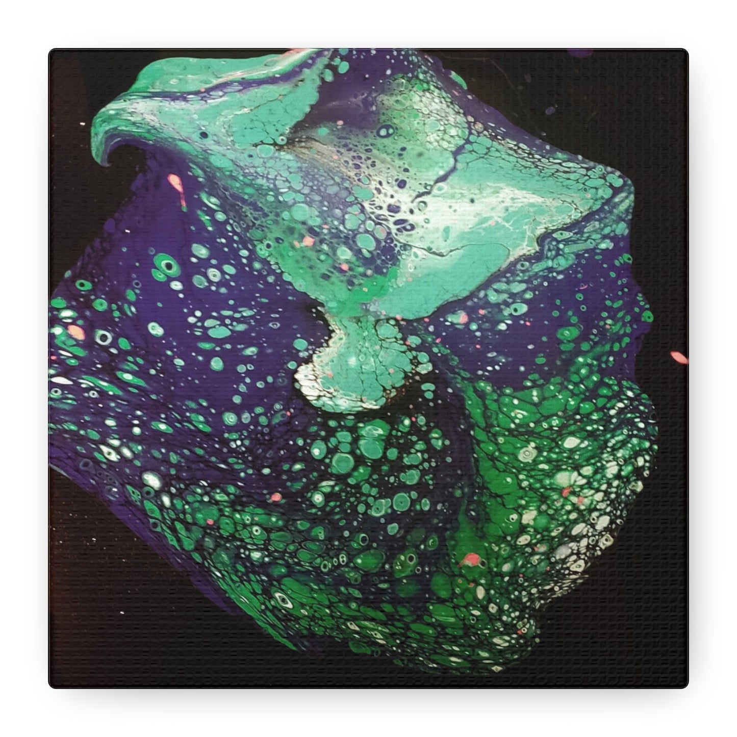 Abstract Green & Teal Fluid Art Canvas Print - Matte Stretched Wall Art