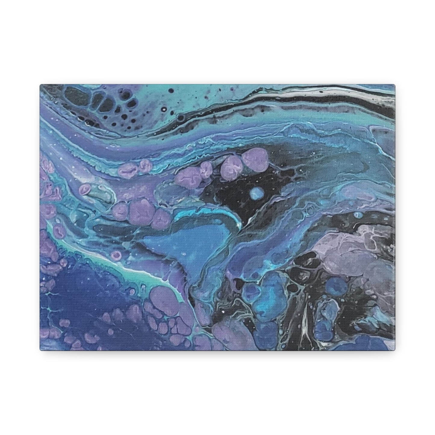 Abstract Ocean Wave Matte Canvas Print — Blue & Purple Fluid Art, Stretched 1.25"