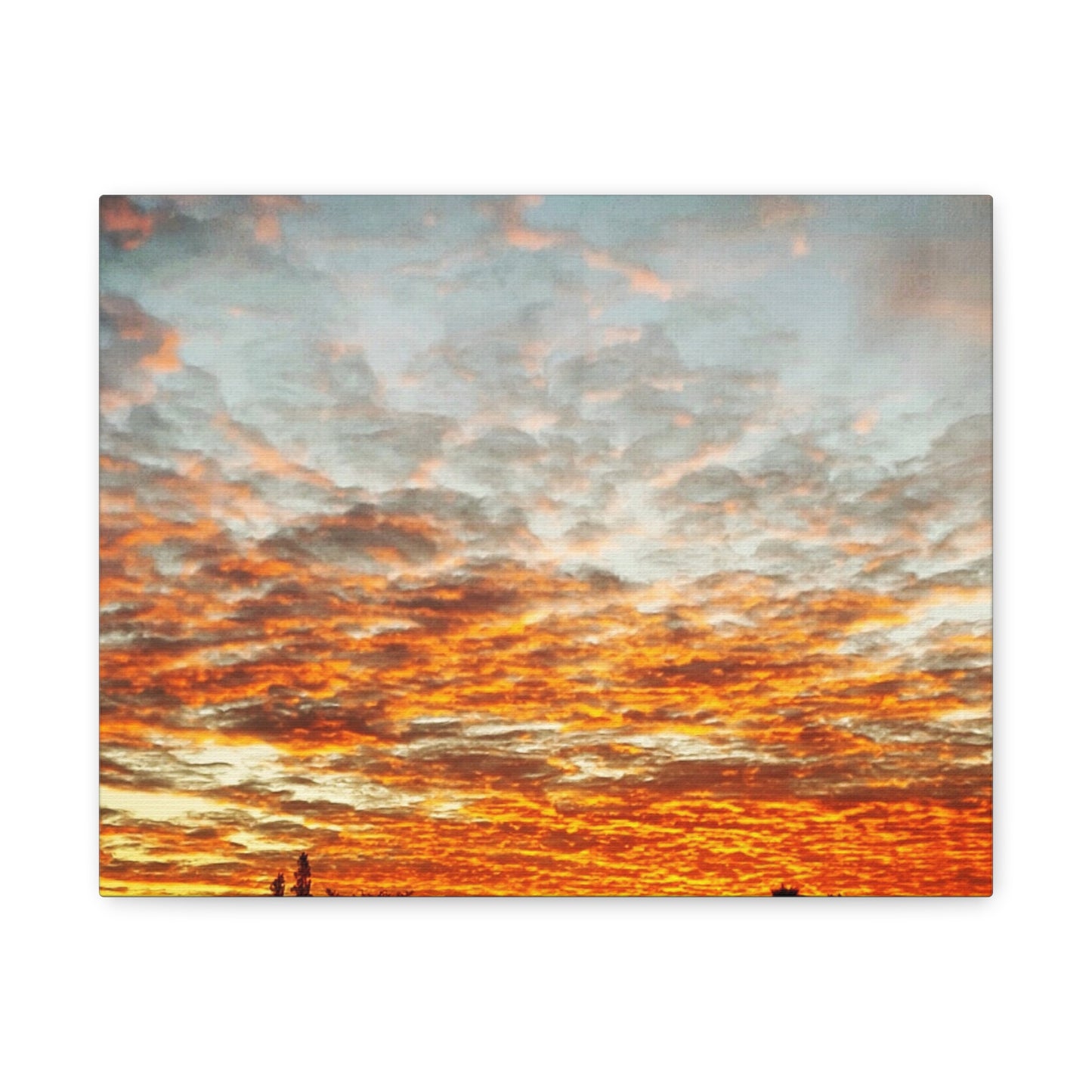 Sunset Sky Canvas Print — Orange Cloudscape Matte Stretched Wall Art
