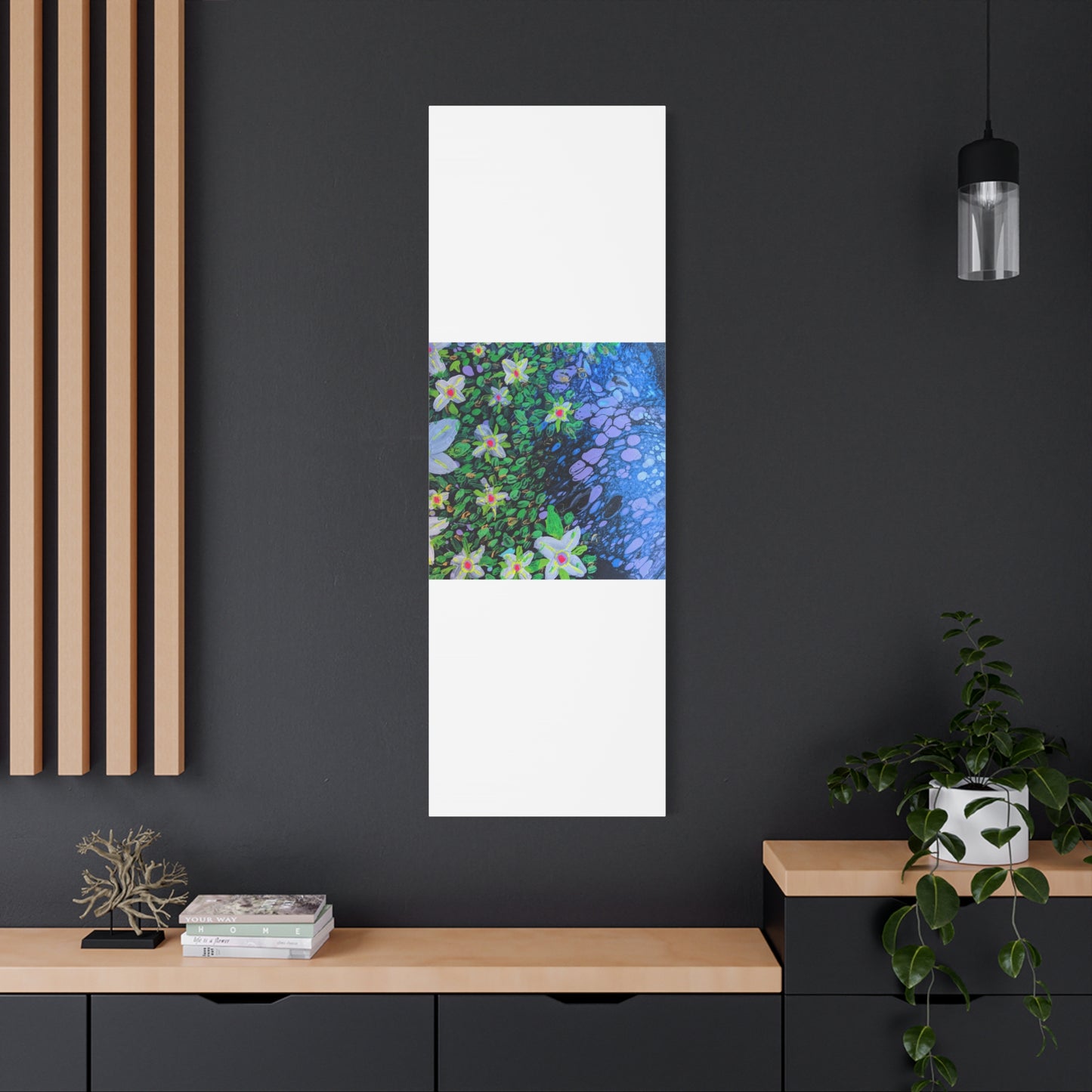 Floetrol&Flowers -  Reef Matte Canvas Wall Art — Blue & Green Abstract Flower Painting