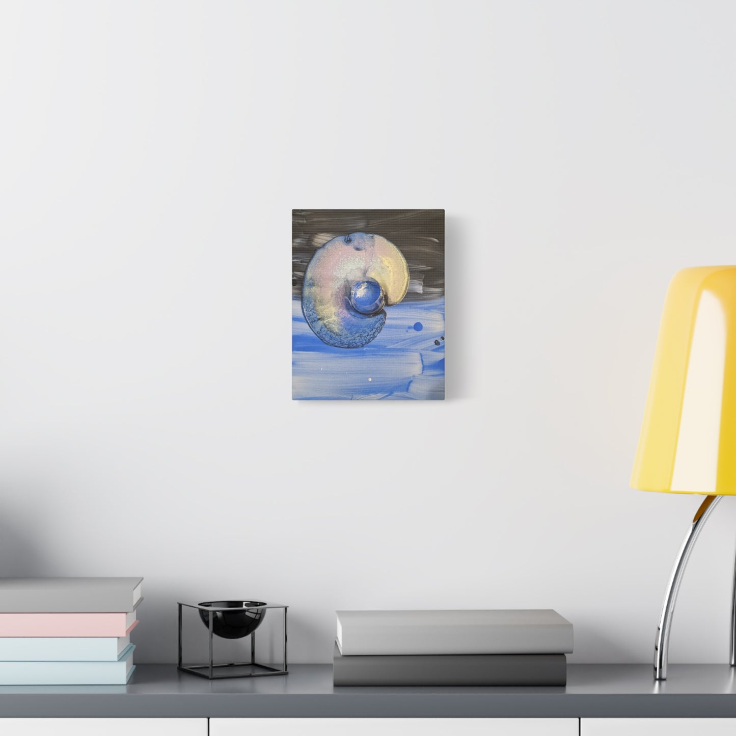 the nautilus - Abstract Blue Spiral Matte Canvas Art - Nautical Coastal Wall Decor