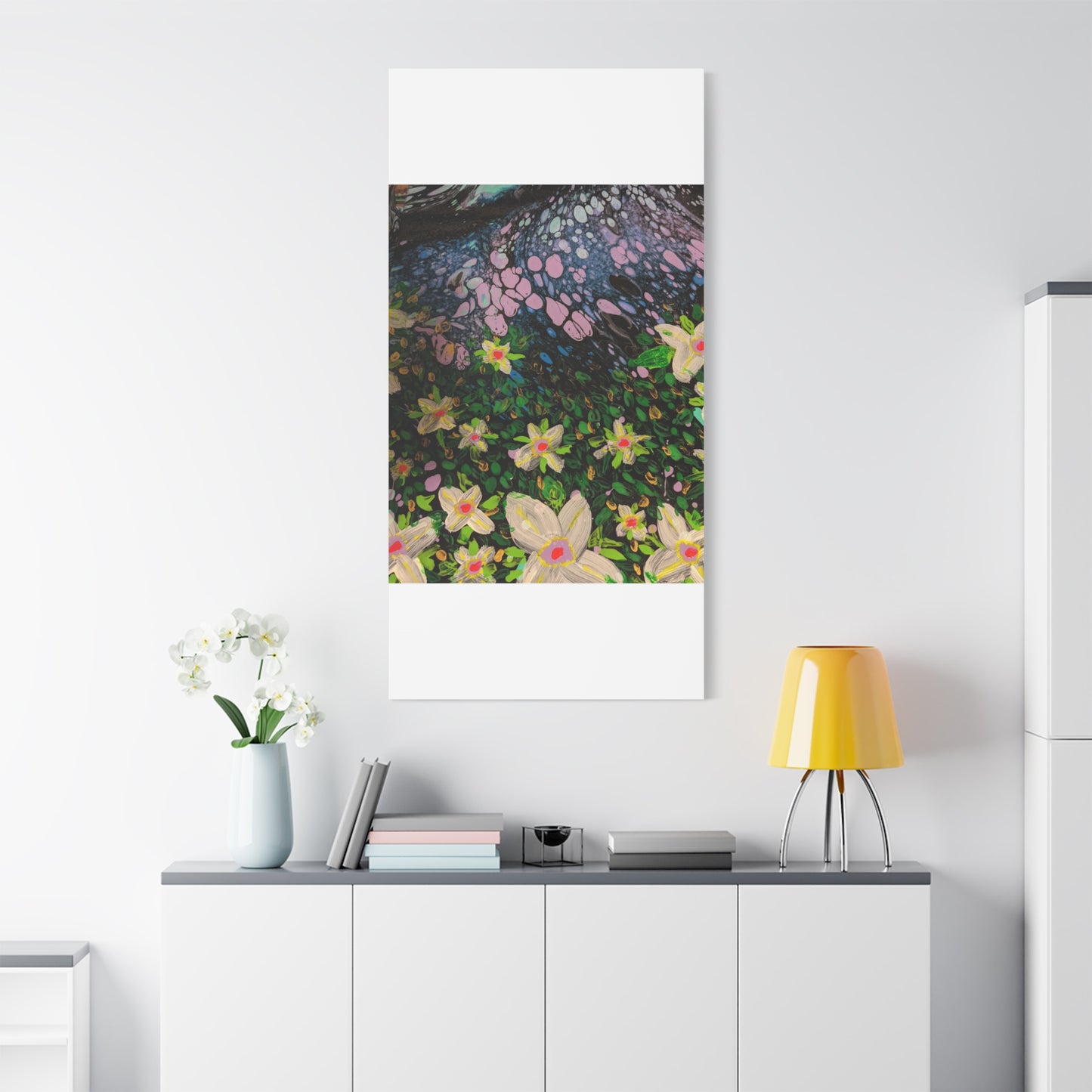 Floetrol&Flowers - Night Pour Garden Matte Canvas Print — Stretched Wall Art