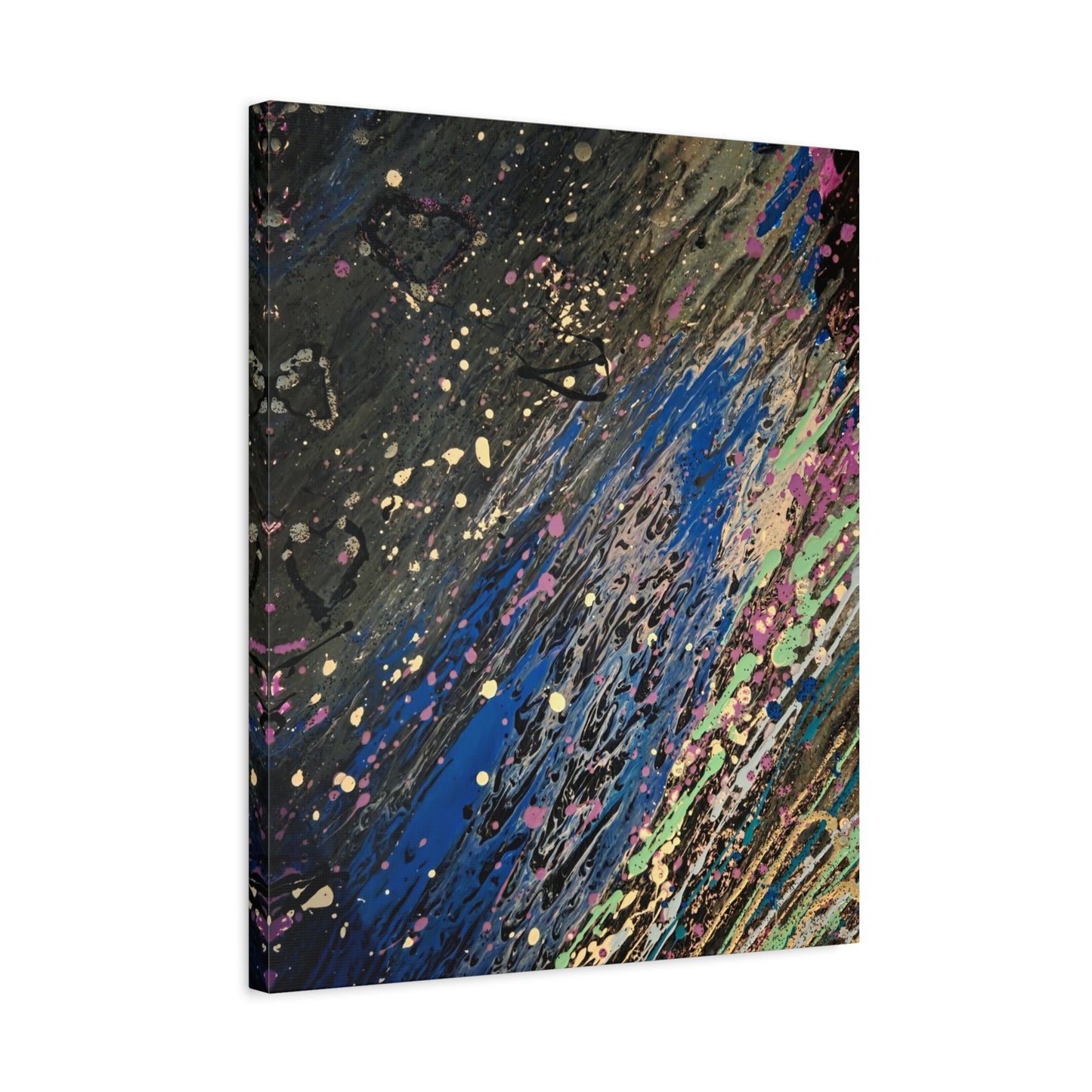 Abstract Splatter Matte Canvas Print — Colorful Fluid Art Wall Decor, Stretched 1.25"