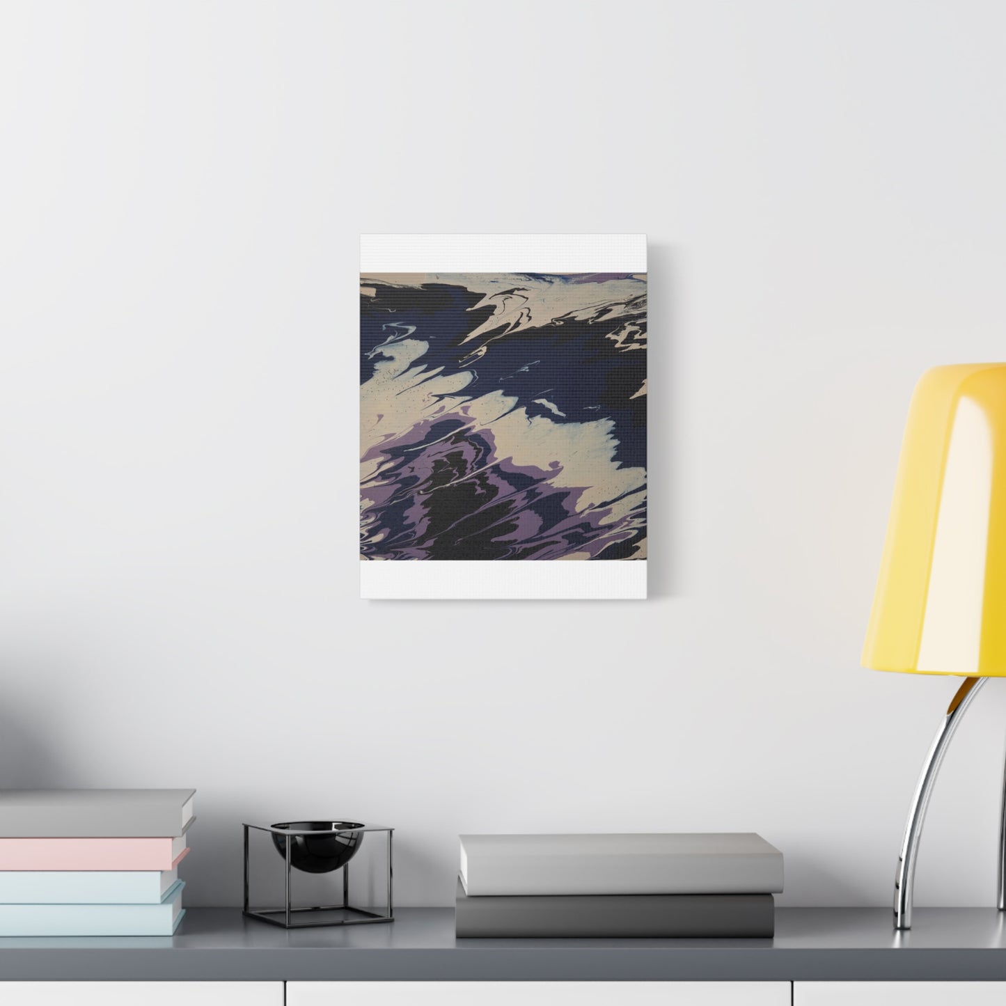 Abstract Navy & Lavender Wave Matte Stretched Canvas (1.25")