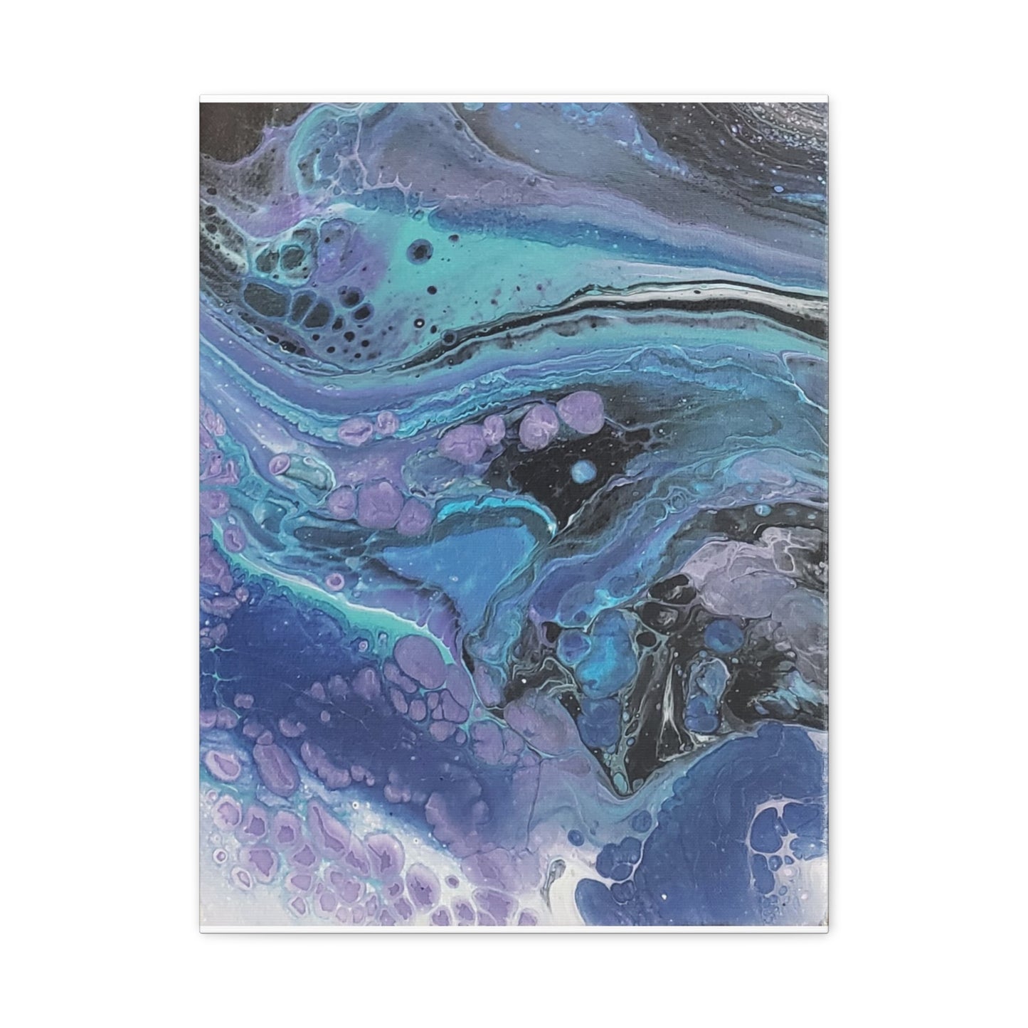 Abstract Ocean Wave Matte Canvas Print — Blue & Purple Fluid Art, Stretched 1.25"