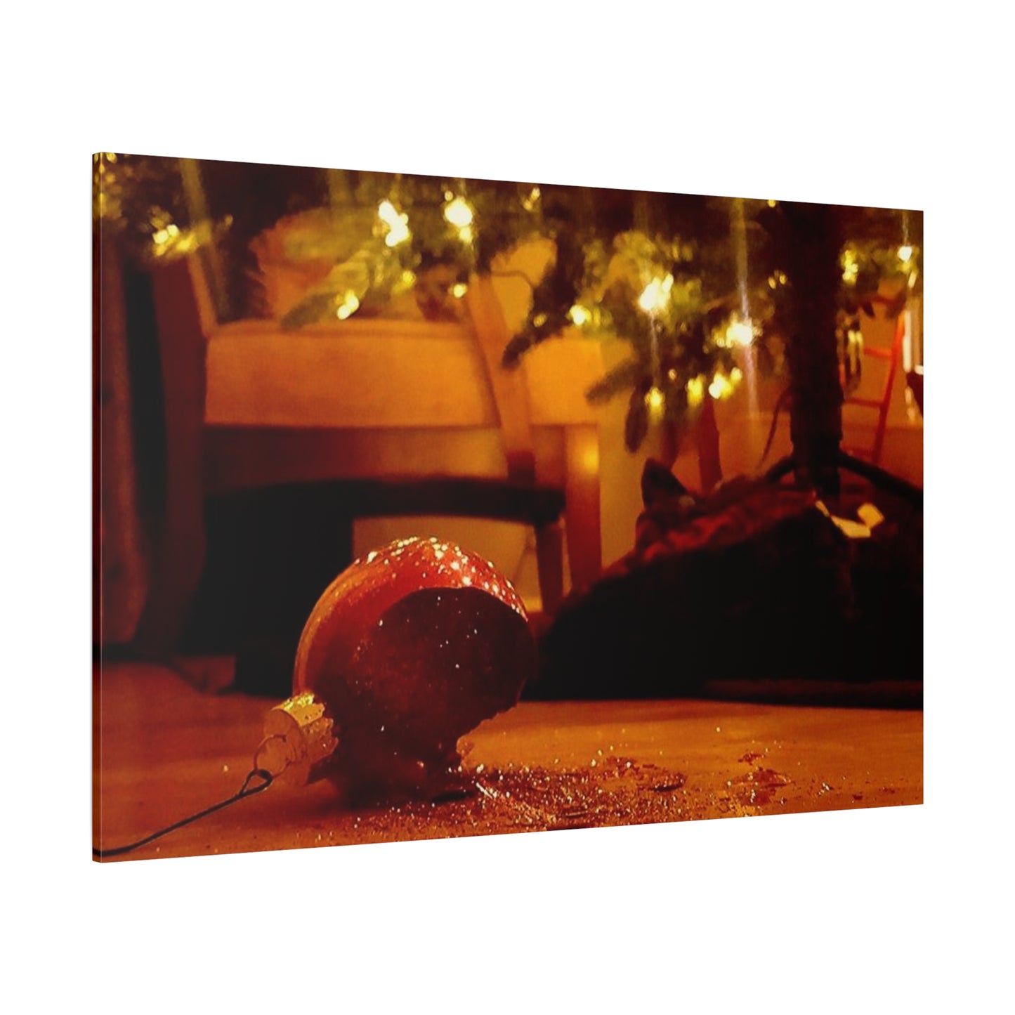 Christmas Tree Ornament Photo Canvas – Cozy Holiday Still Life Wall Art