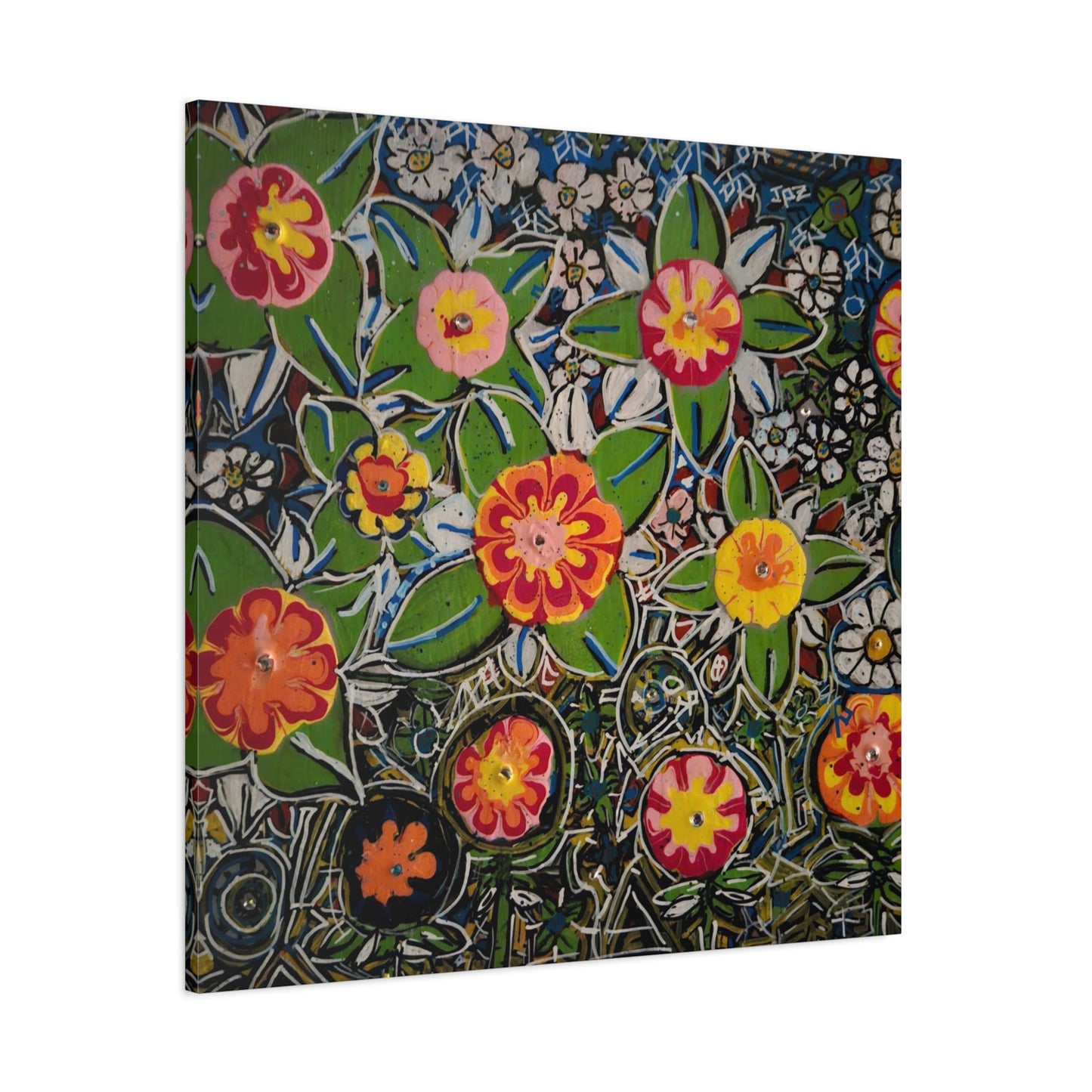 Urban_gardening-04 - Floral Pop Matte Stretched Canvas – Colorful Hand-Painted Garden Wall Art