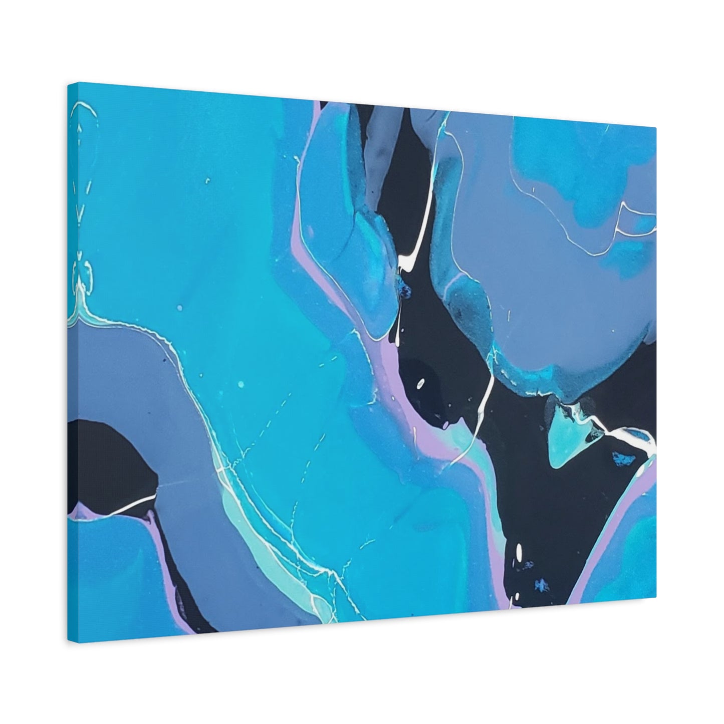 Abstract Blue Fluid Art Canvas Print — Matte Stretched Wall Art 1.25"