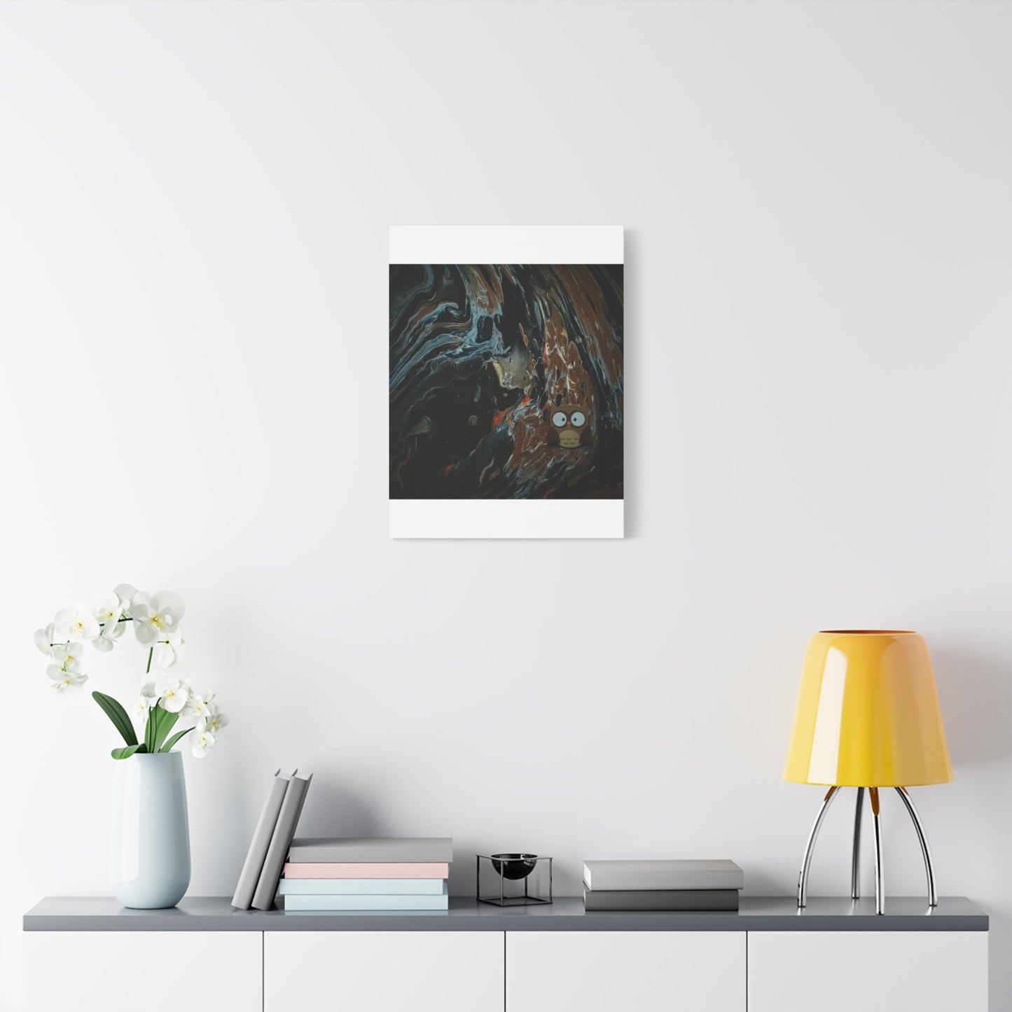Abstract Swirl Owl Matte Canvas Print