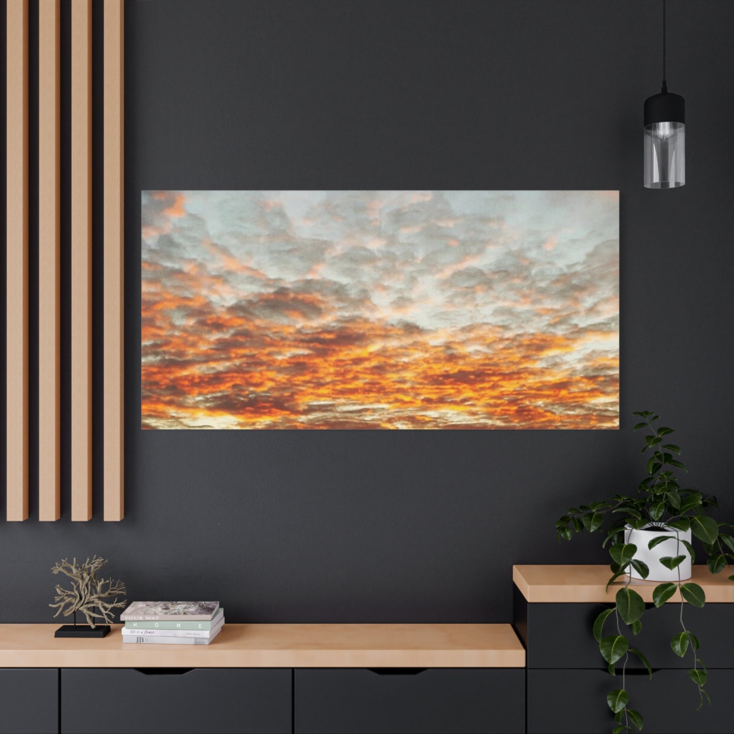 Sunset Sky Canvas Print — Orange Cloudscape Matte Stretched Wall Art