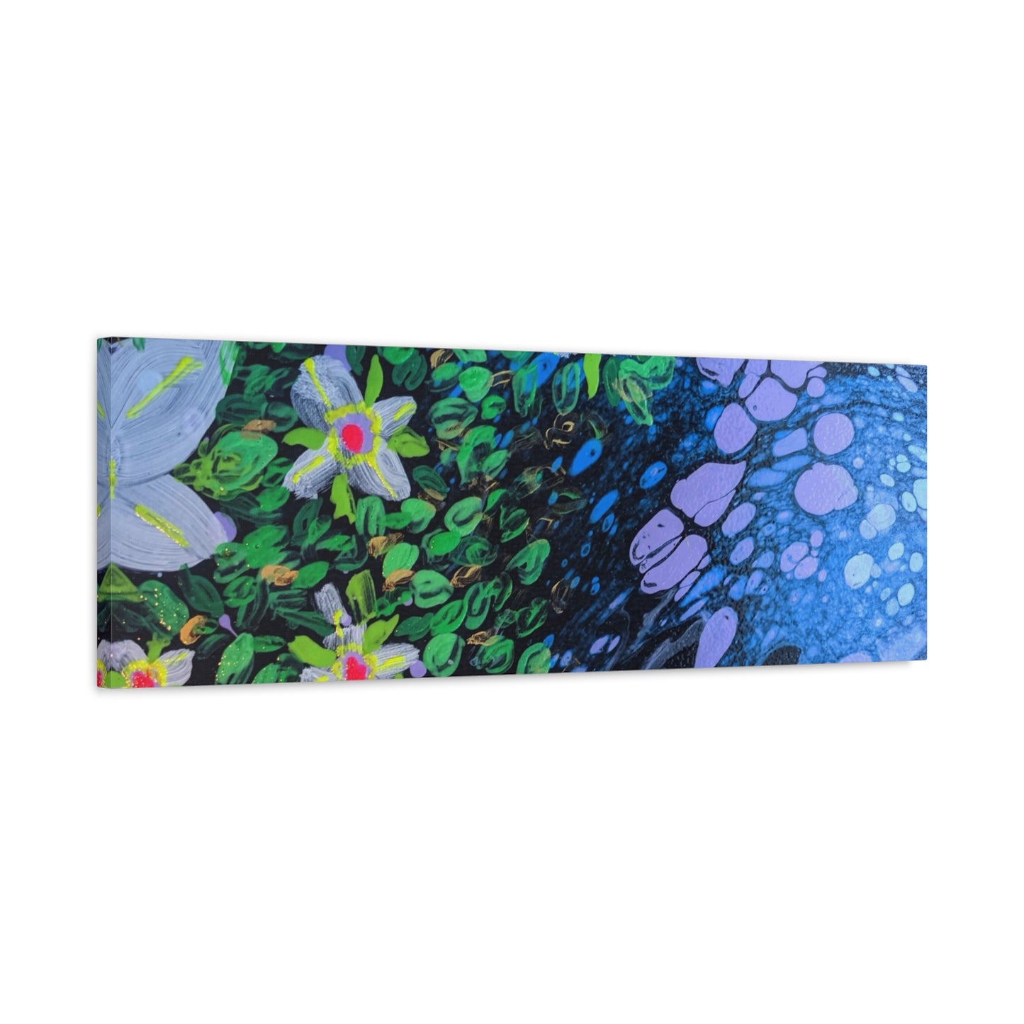Floetrol&Flowers -  Reef Matte Canvas Wall Art — Blue & Green Abstract Flower Painting
