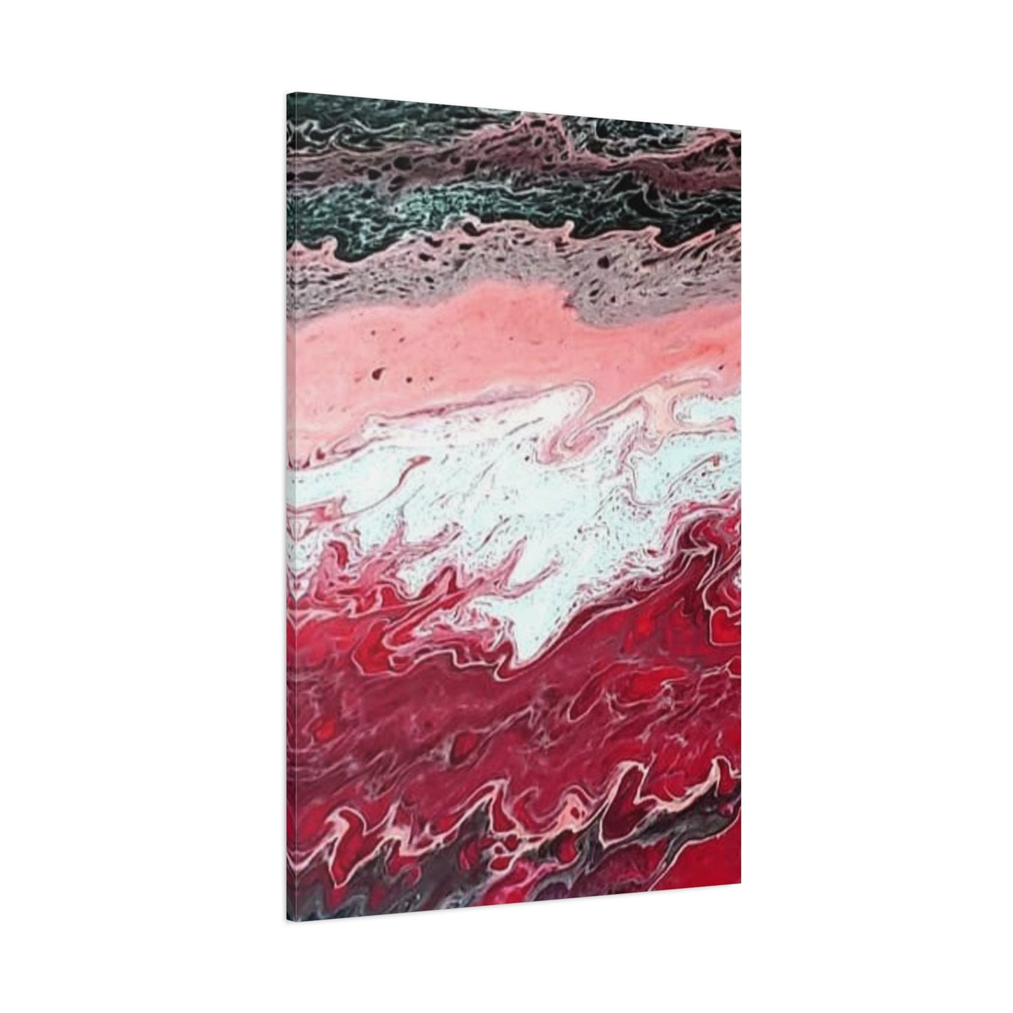 Abstract Pink & Red Fluid Art Canvas — Matte Stretched Wall Art