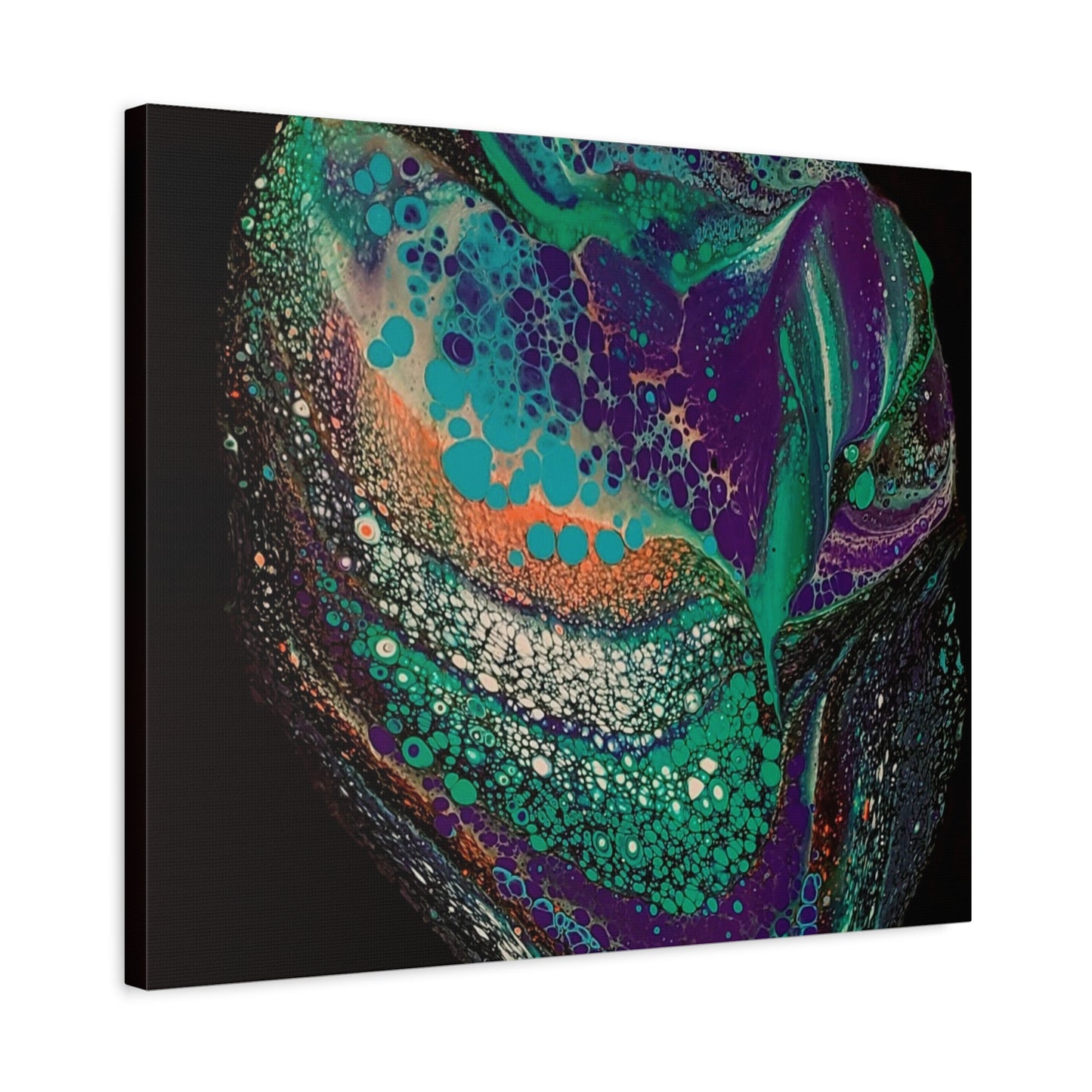 Abstract Fluid Art Canvas Print — Teal, Purple & Gold Swirl Matte Stretched Wall Art