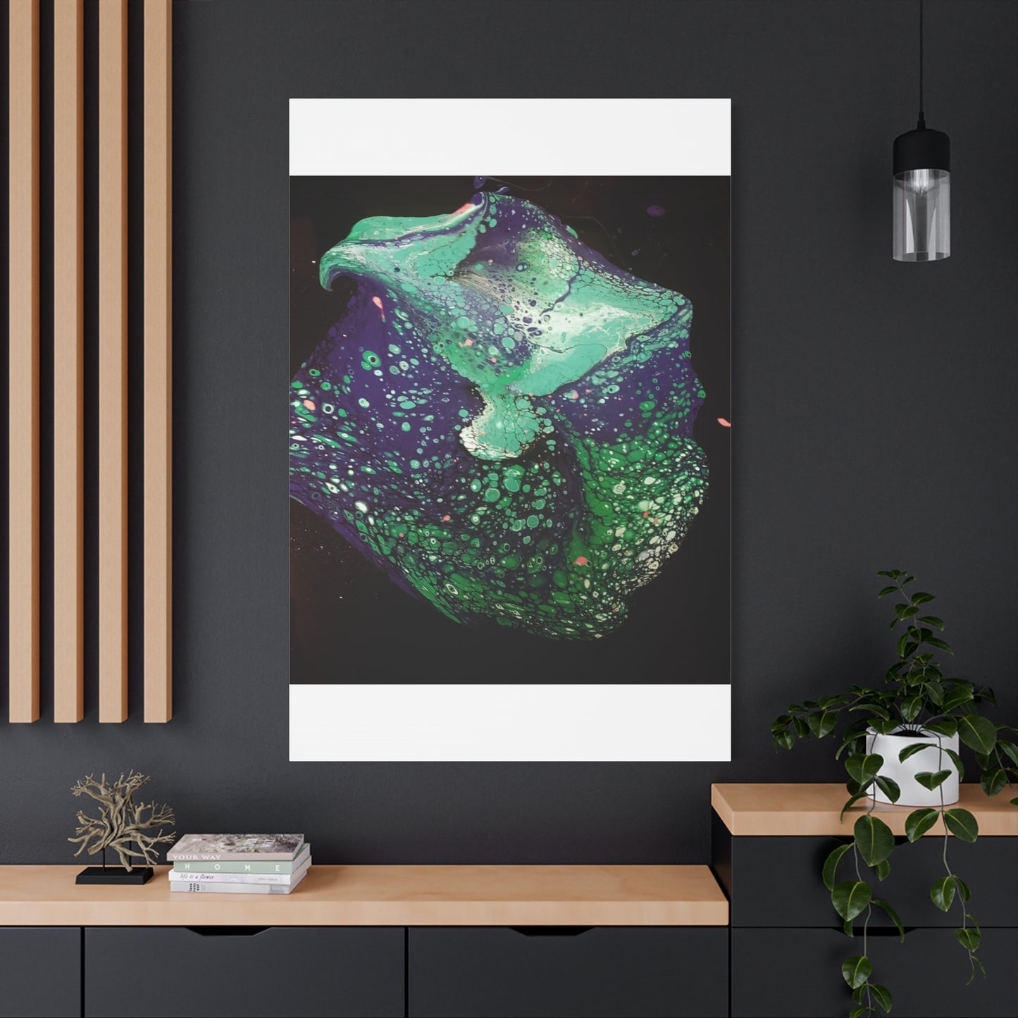 Abstract Green & Teal Fluid Art Canvas Print - Matte Stretched Wall Art