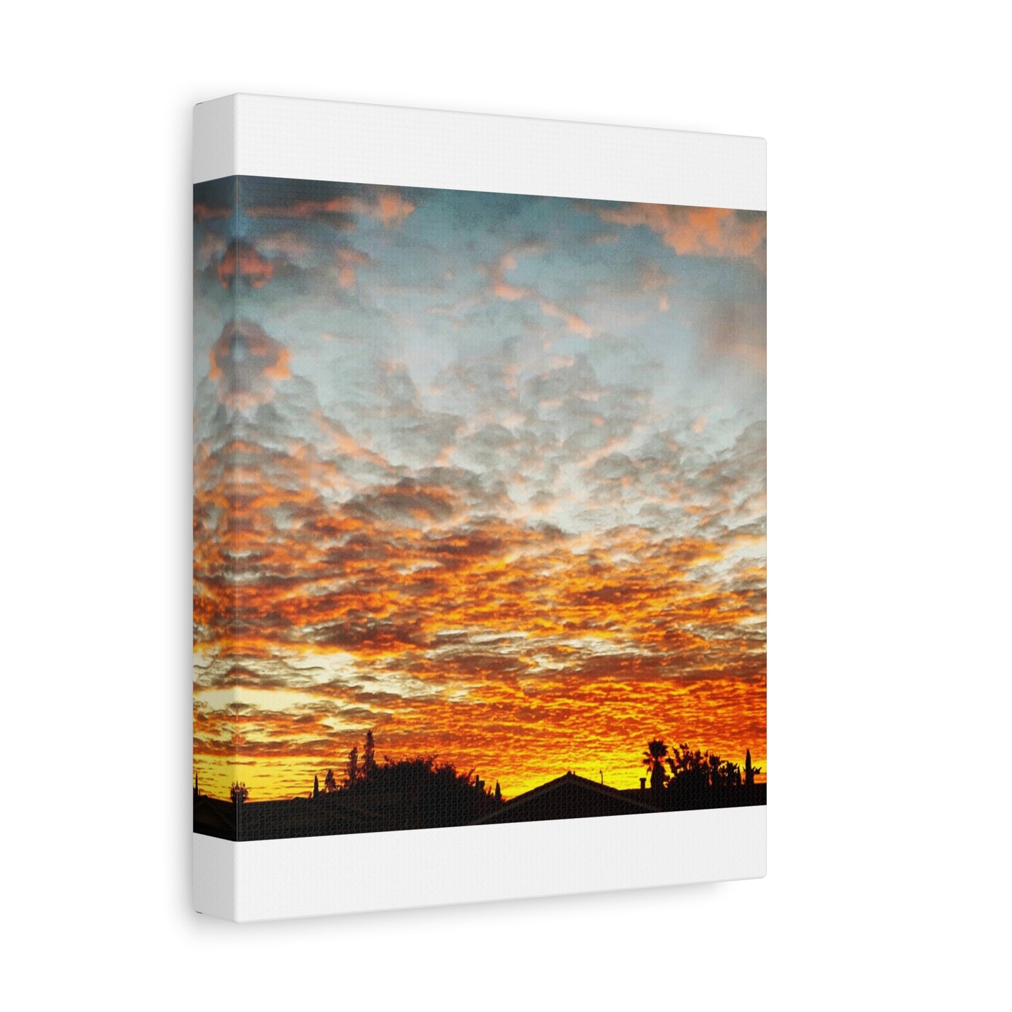 Sunset Sky Canvas Print — Orange Cloudscape Matte Stretched Wall Art