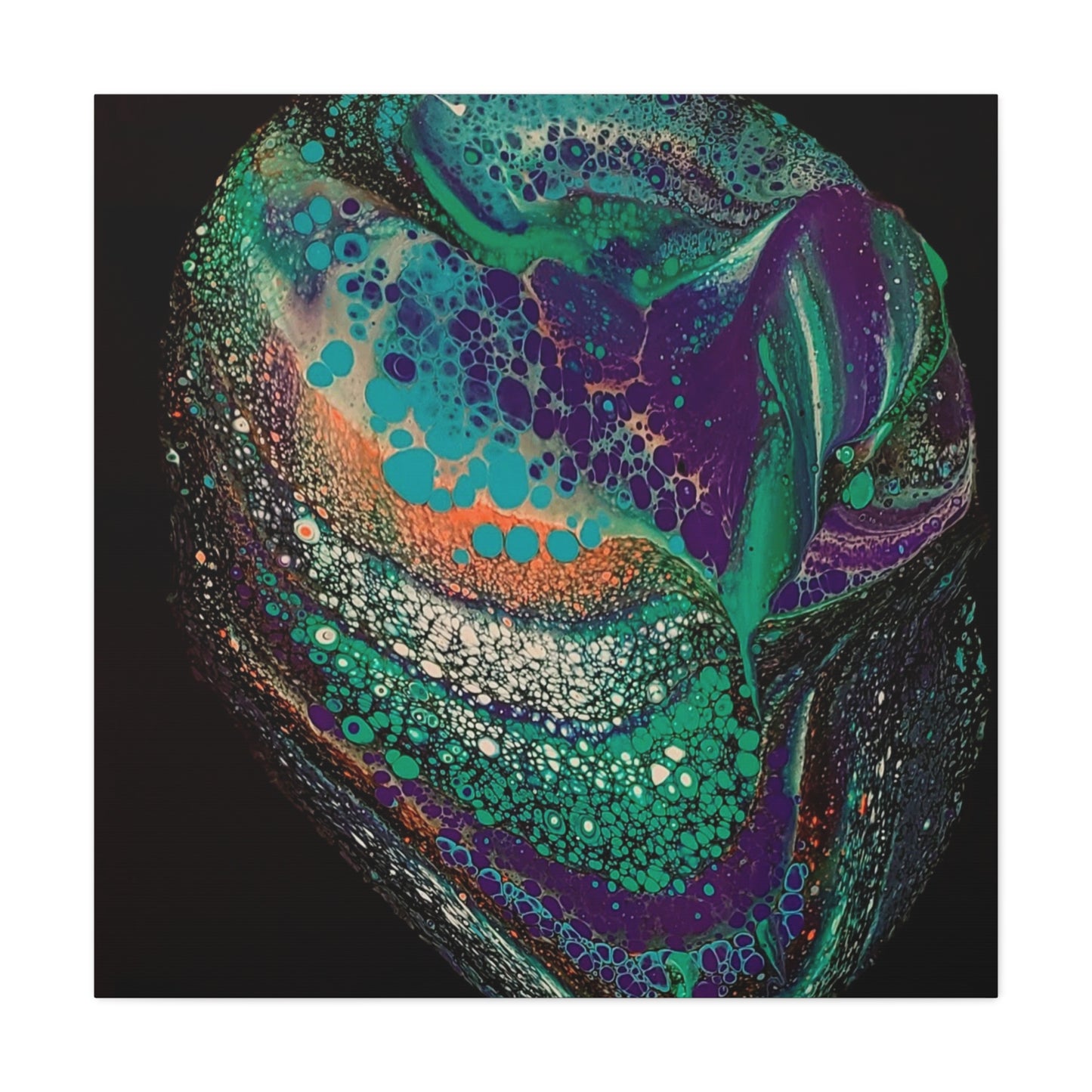Abstract Fluid Art Canvas Print — Teal, Purple & Gold Swirl Matte Stretched Wall Art