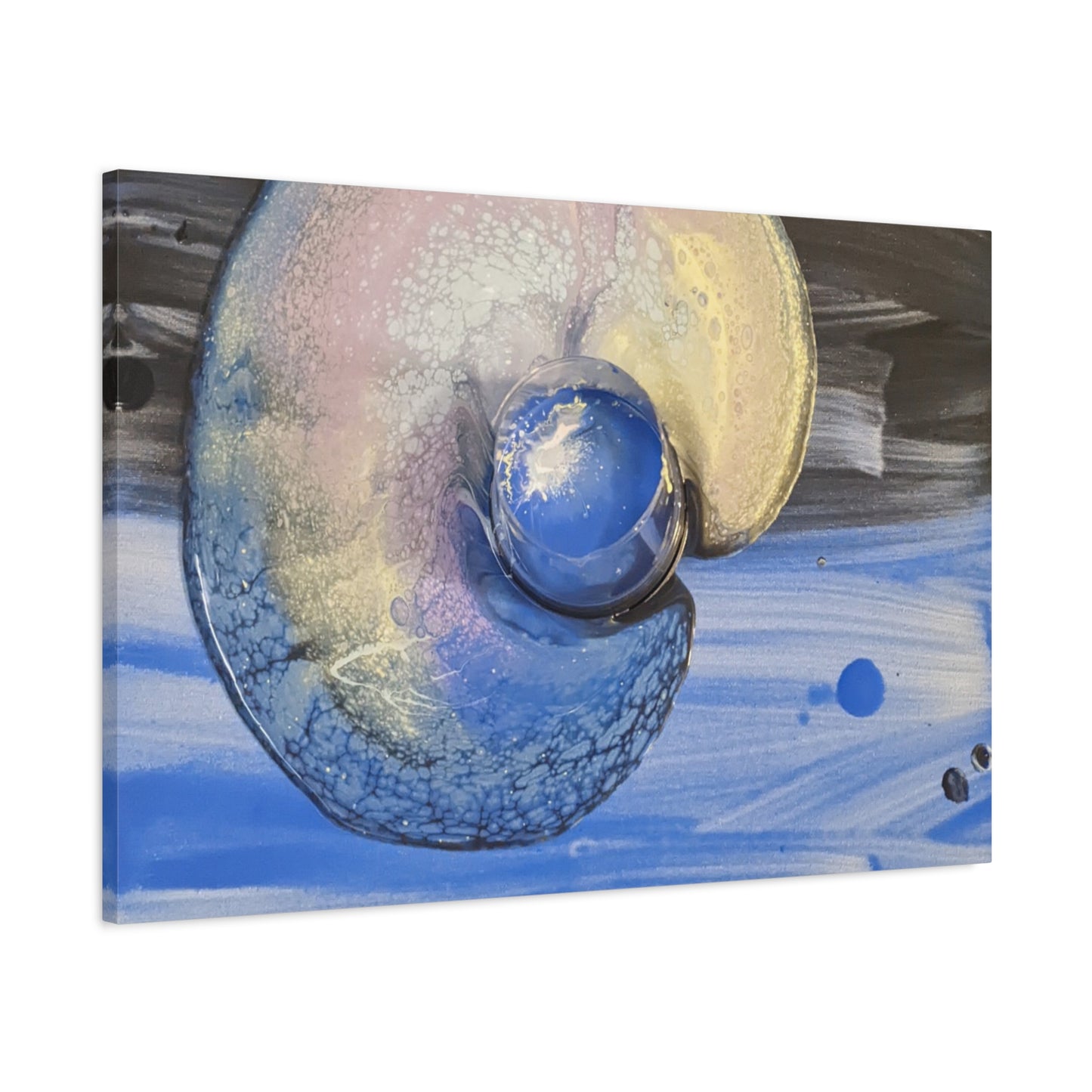 the nautilus - Abstract Blue Spiral Matte Canvas Art - Nautical Coastal Wall Decor