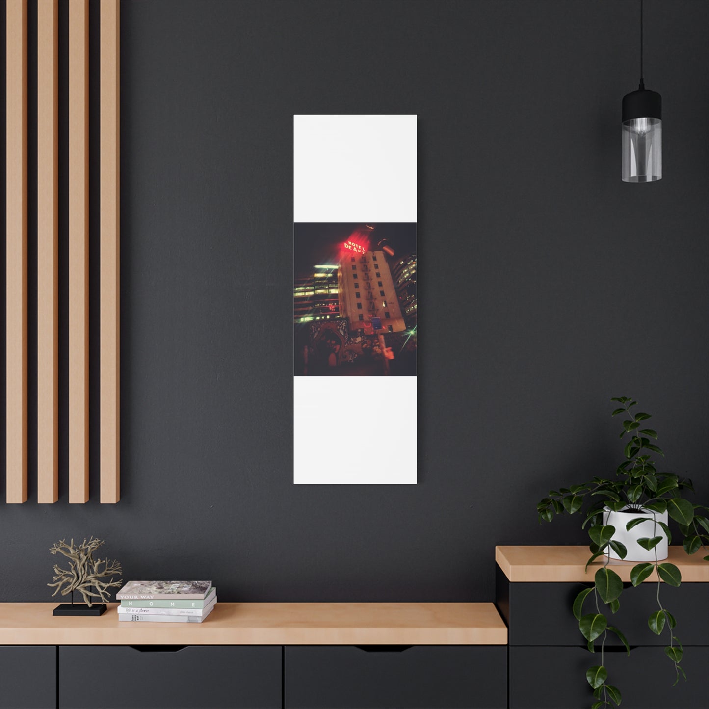 Hotel DeAnza - City Nightscape Canvas Print — Urban Street Art Building Matte Stretched 1.25"